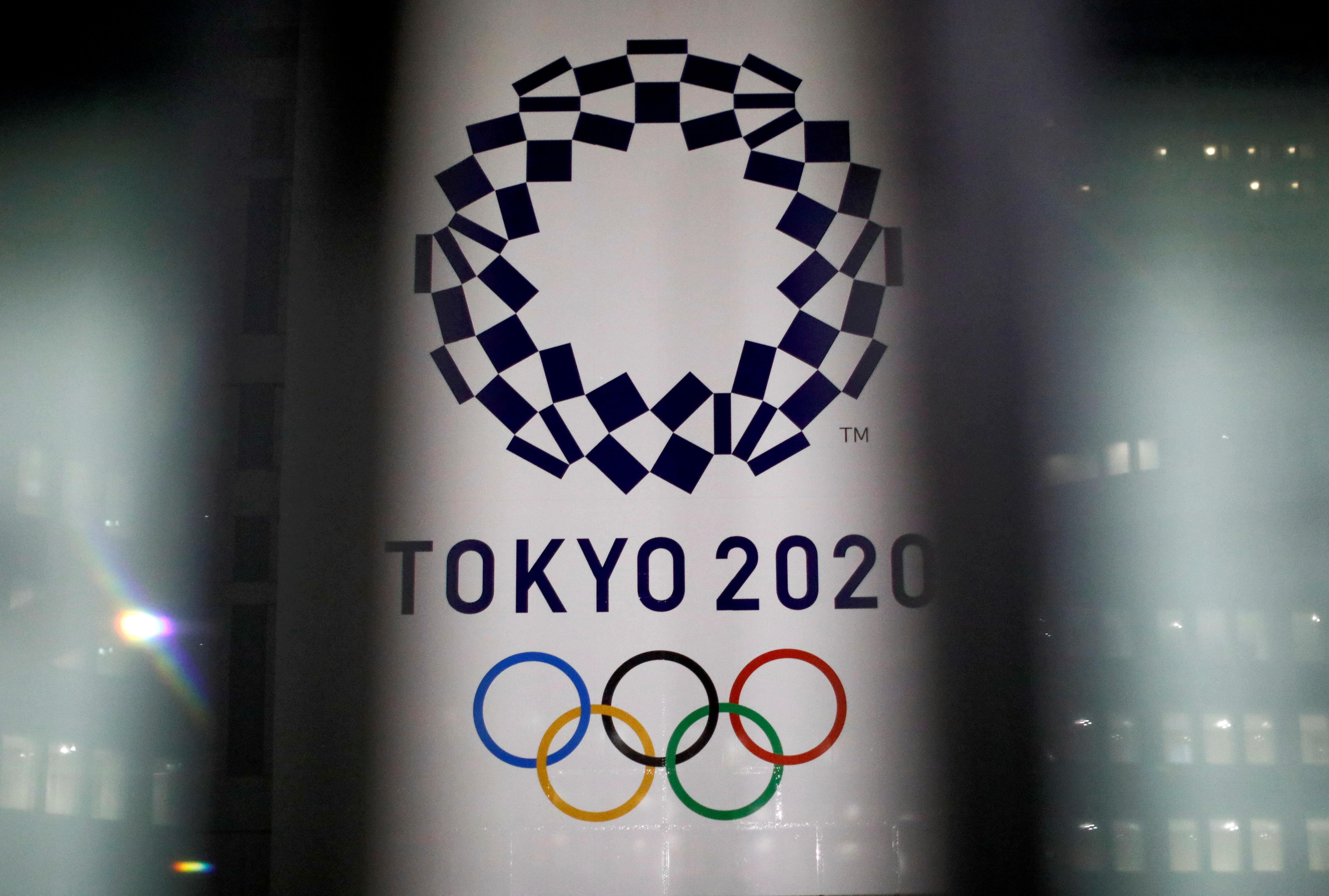 The logo of the Tokyo Olympic Games, at the Tokyo Metropolitan Government Office building in Tokyo, Japan, January 22, 2021. REUTERS/Issei Kato