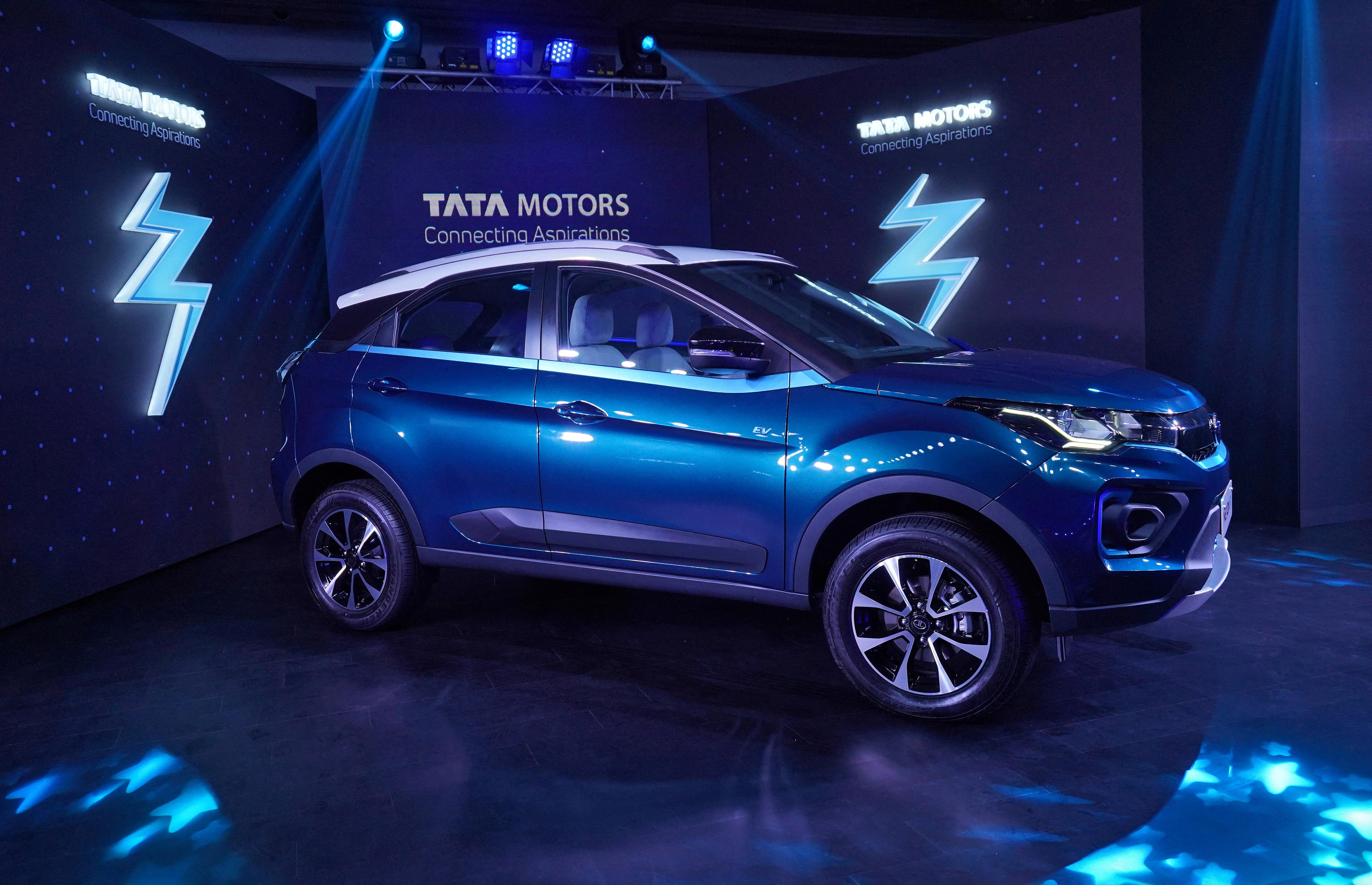 Tata Motors' electric sport-utility vehicle (SUV) Nexon EV is displayed during its launch in Mumbai