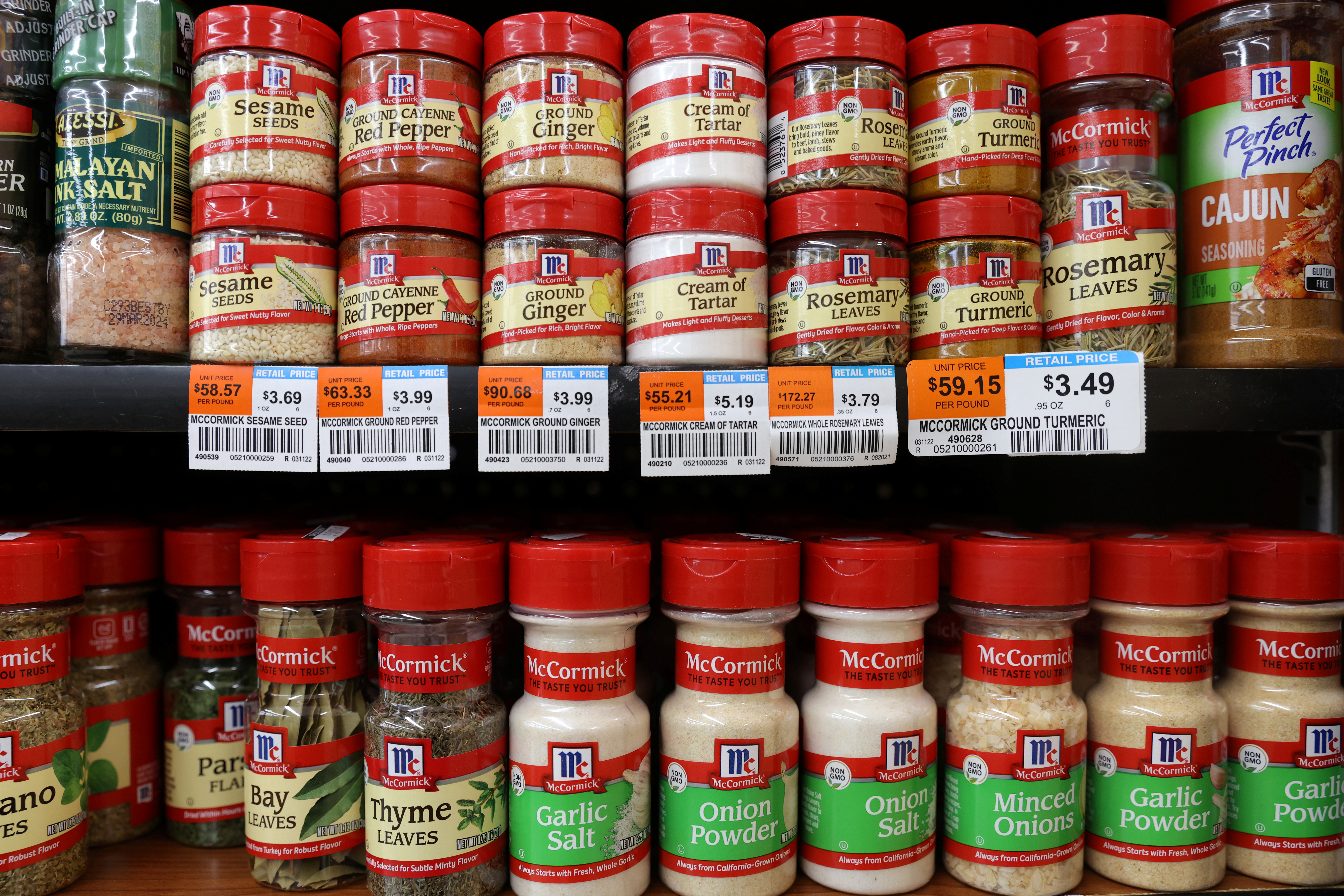 McCormick & Company spices are seen on display in a store in Manhattan, New York City