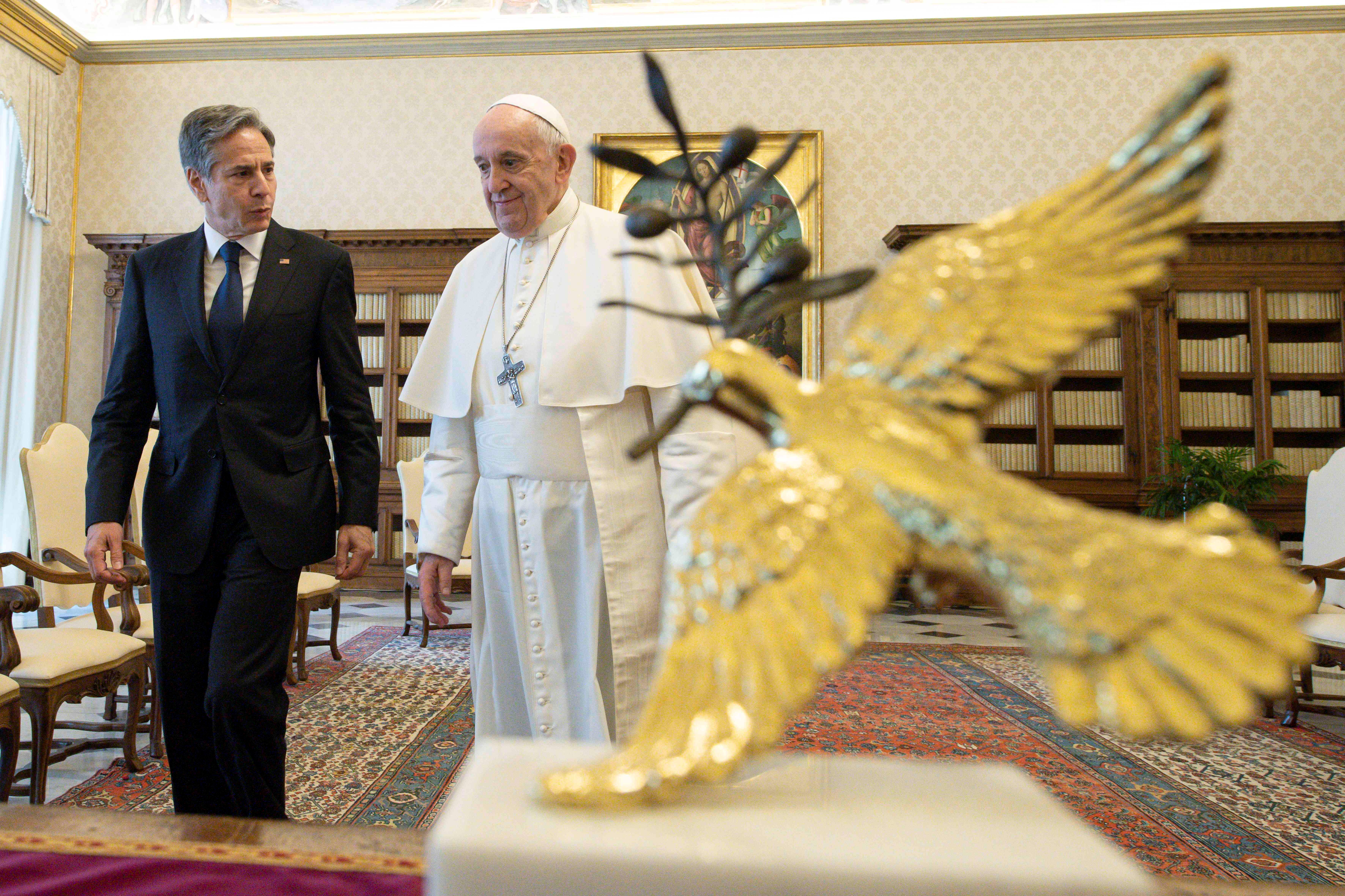 Pope Francis meets with U.S. Secretary of State Antony Blinken at the Vatican
