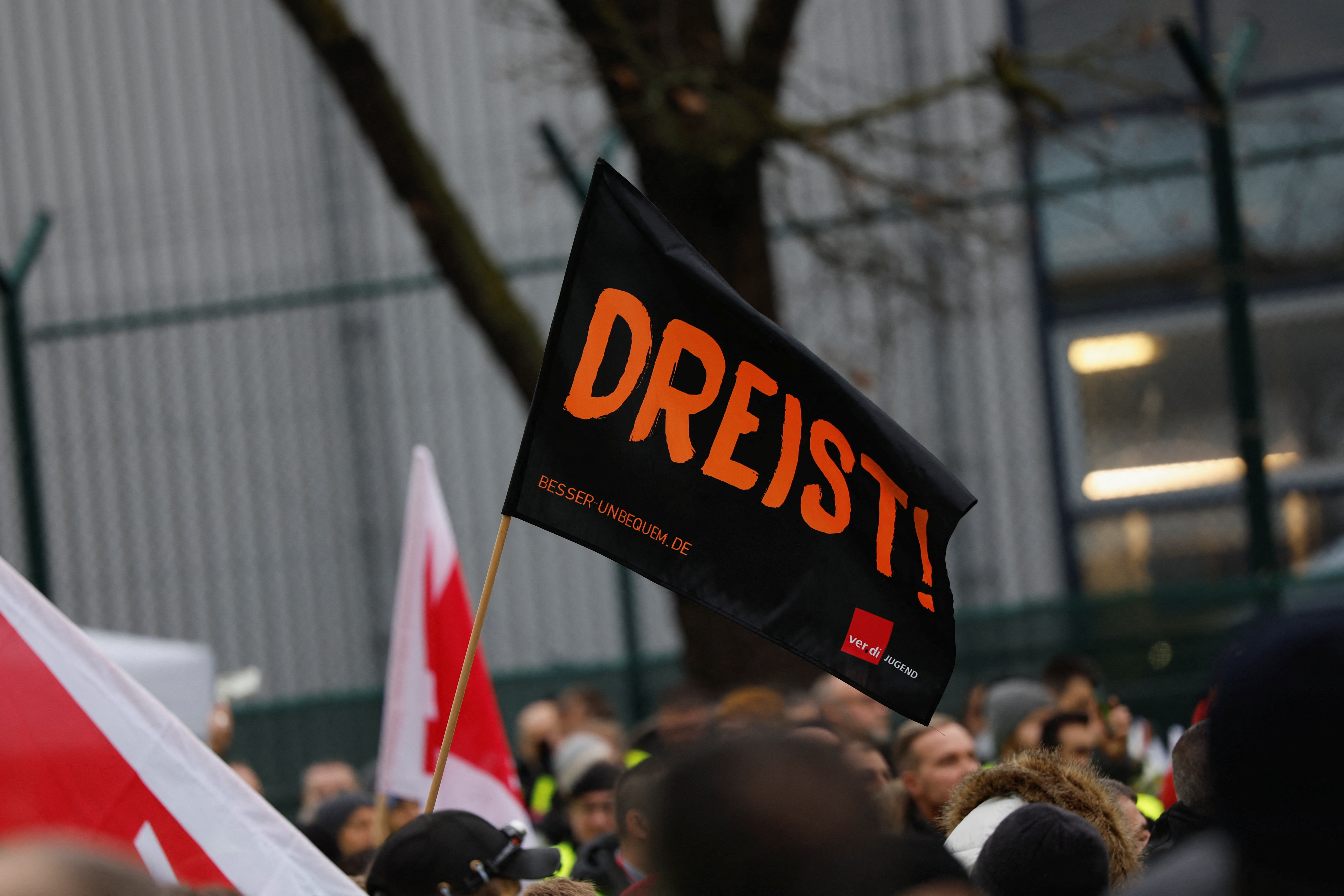 24-hour strike by German trade union Verdi in Frankfurt