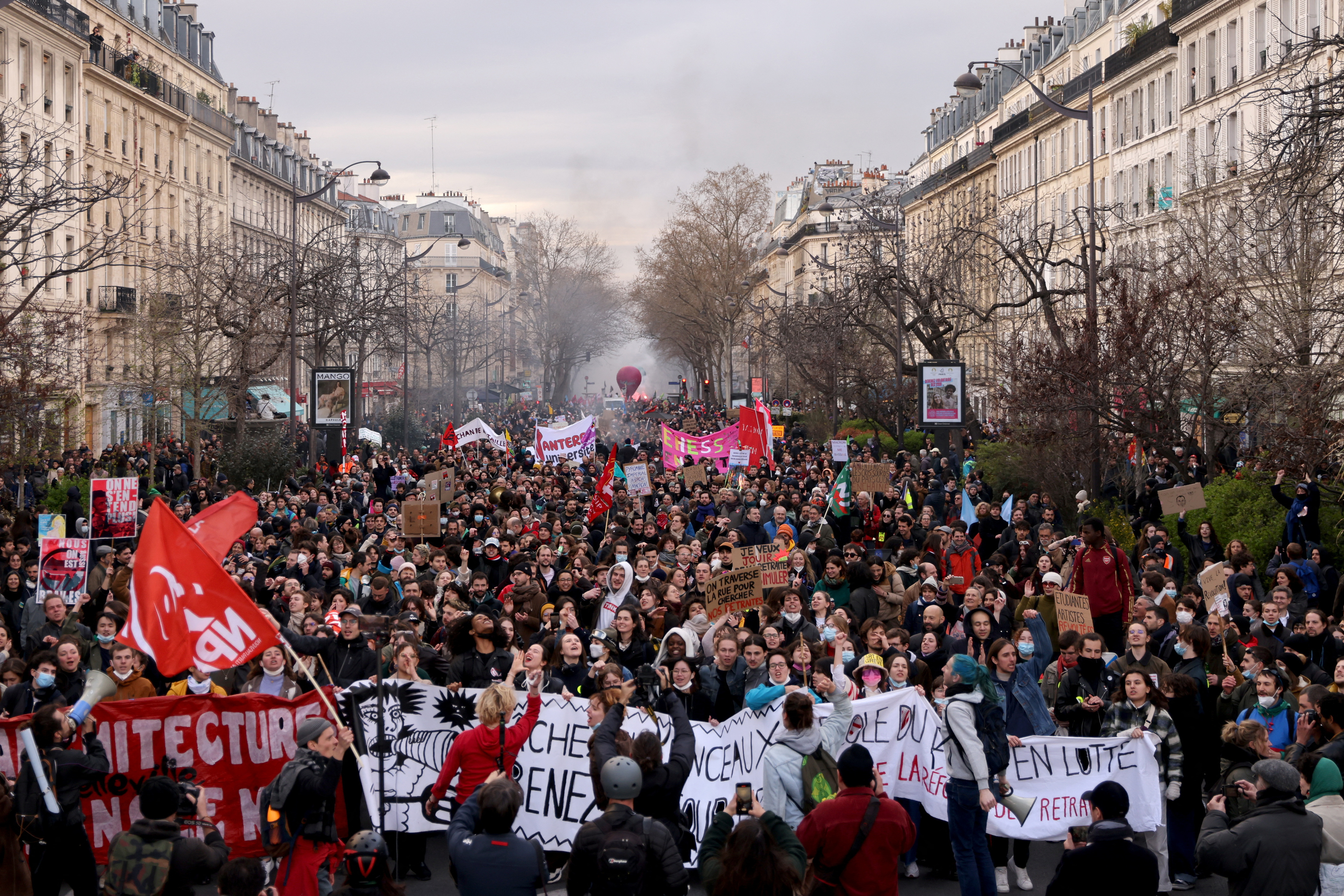 Tenth day of national strike and protest in France against the pension reform