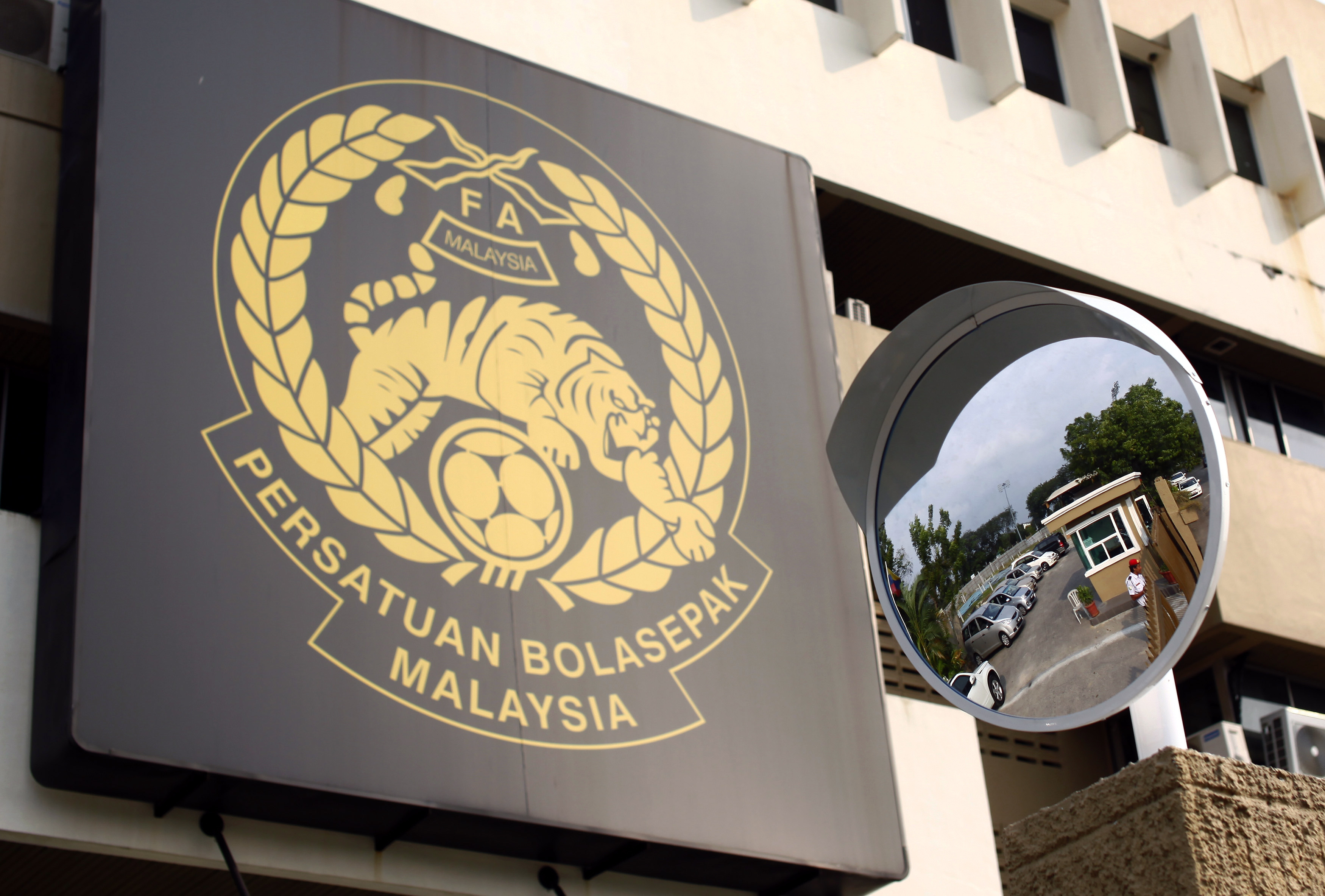 Football Association of Malaysia logo at their headquarters in Kuala Lumpur