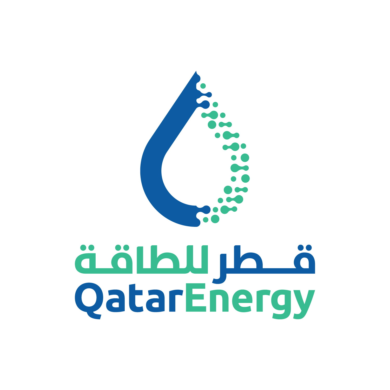 The new Qatar Energy logo is pictured during a news conference in Doha