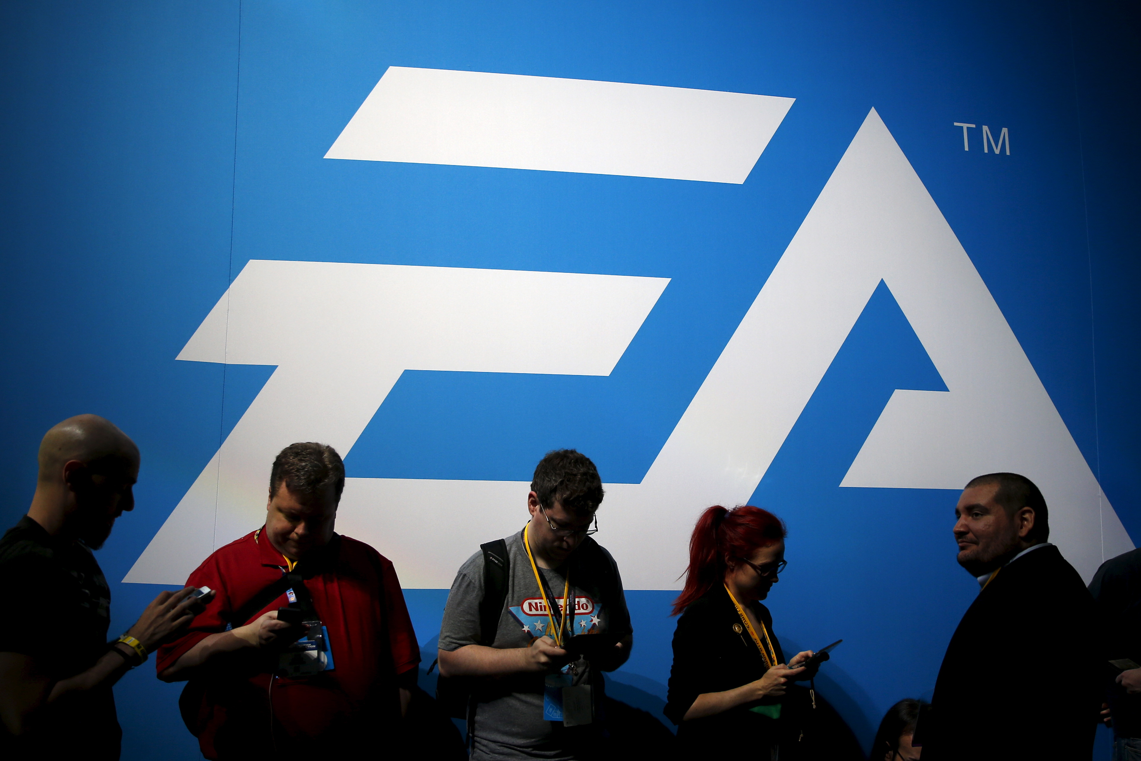 An Electronic Arts (EA) video game logo is seen at the Electronic Entertainment Expo, or E3, in Los Angeles