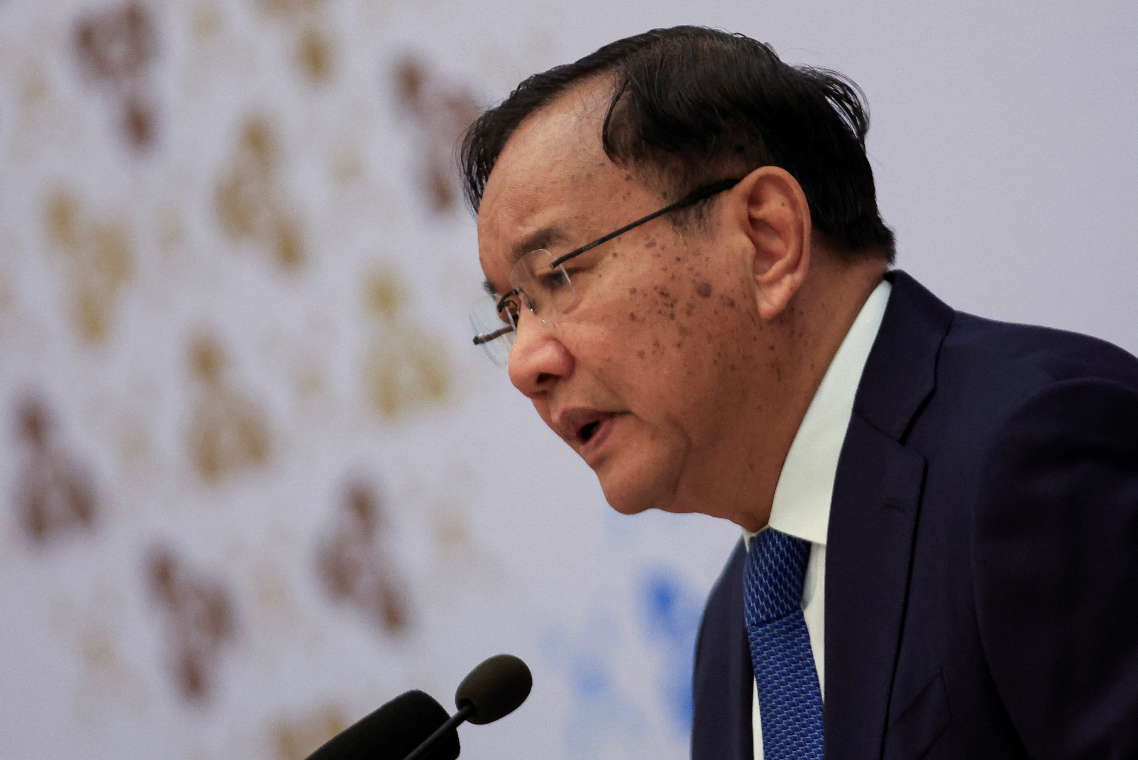 Cambodia's Foreign Minister Prak Sokhonn attends a news conference  in Phnom Penh