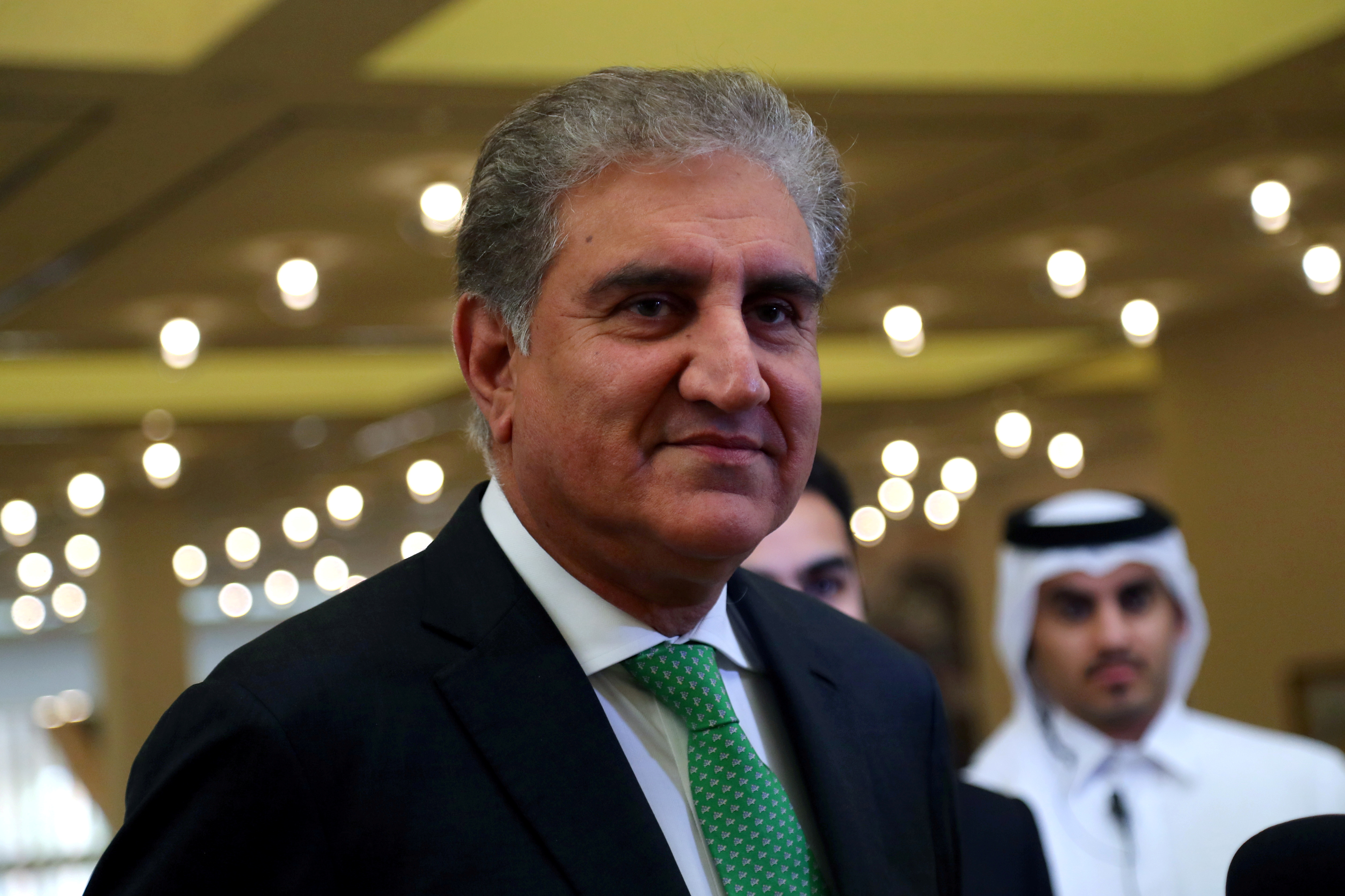 Pakistan's Foreign Minister Shah Mahmood Qureshi is seen, ahead of an agreement signing between members of Afghanistan's Taliban delegation and U.S. officials in Doha
