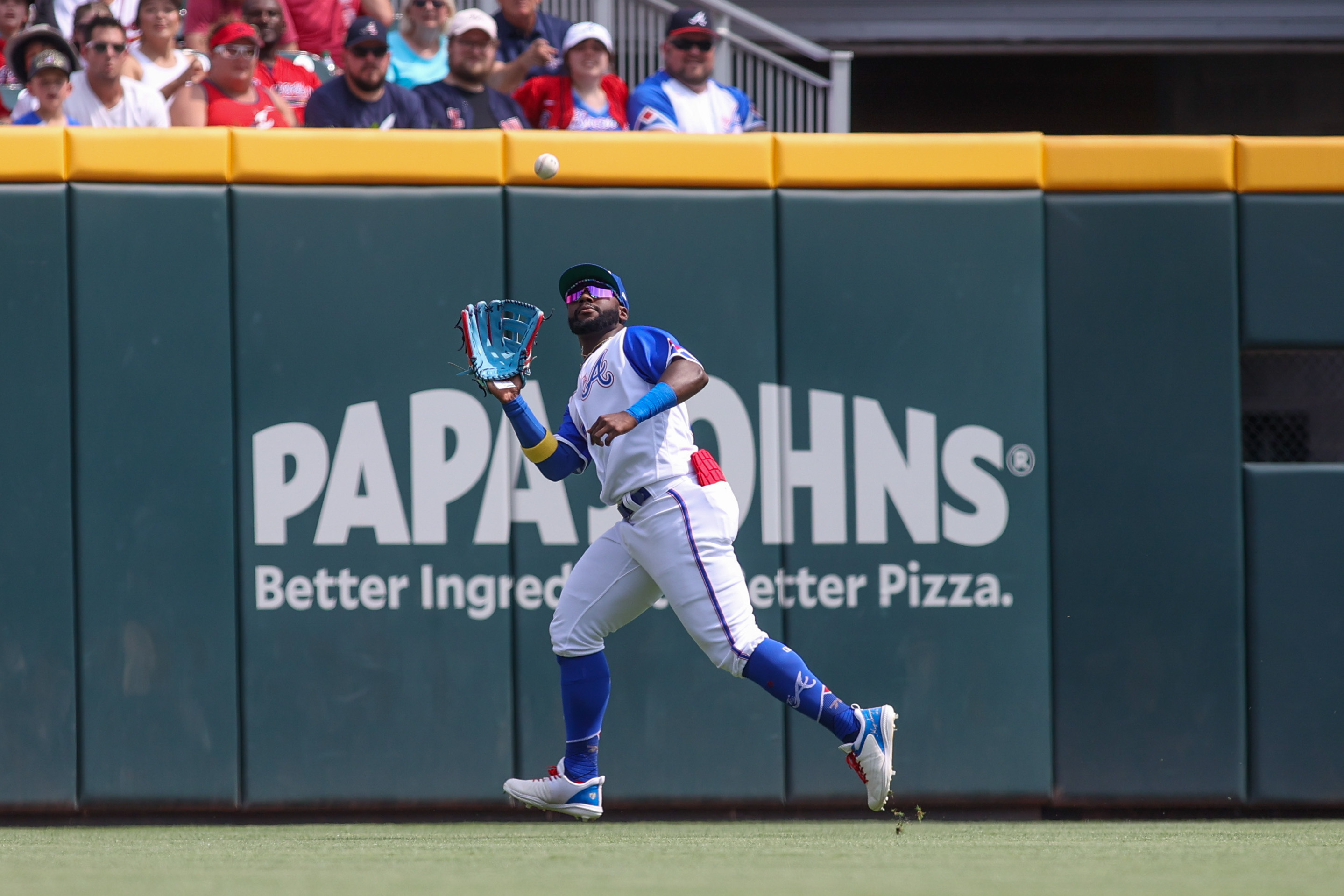 Denver CO, USA. 3rd June, 2022. Atlanta first baseman Matt Olsen (28)  drives in runs int he 10 th inning during the game with Atlanta Braves and  Colorado Rockies held at Coors