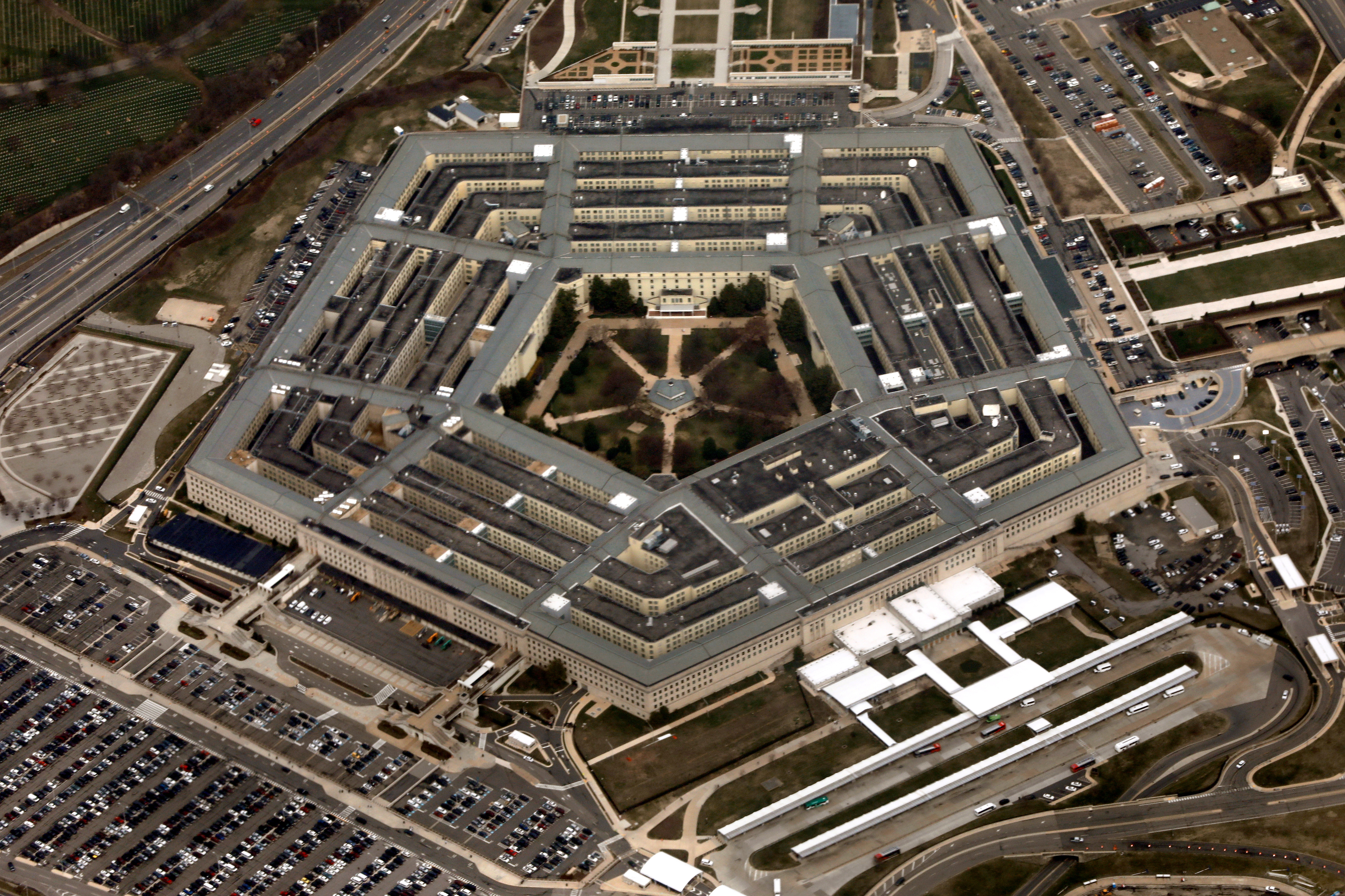 The Pentagon in Washington is seen from aboard Air Force One