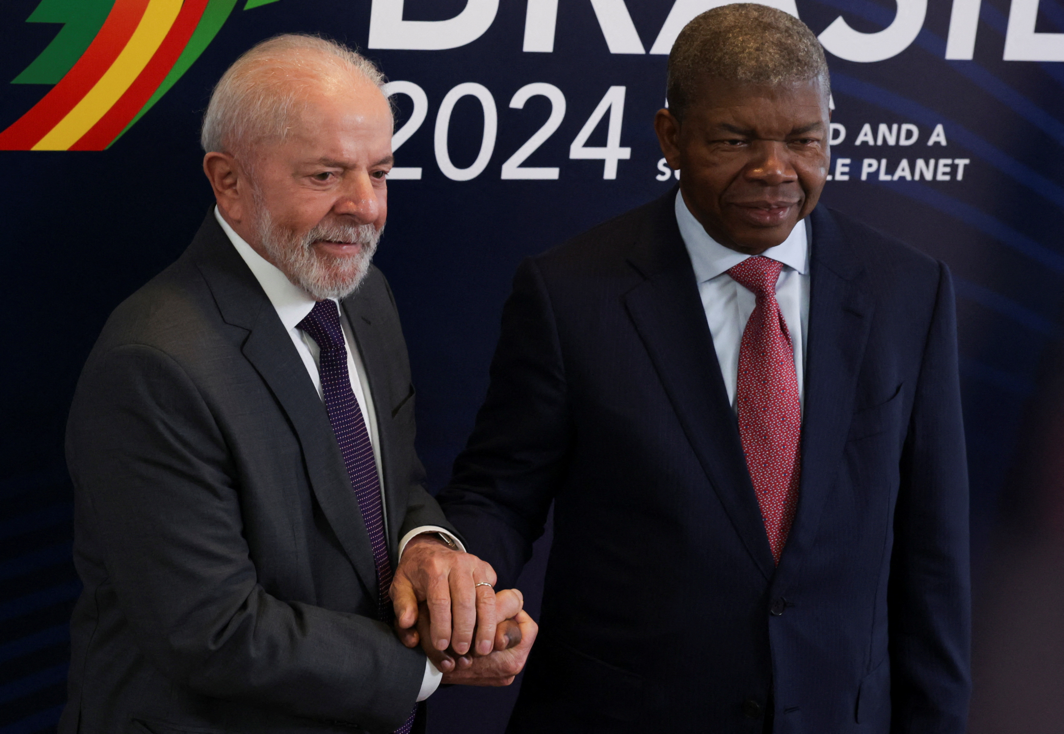 Brazil's President Lula meets with Angola's President Joao Manuel Goncalves Lourenco, ahead of the G20 summit in Rio de Janeiro