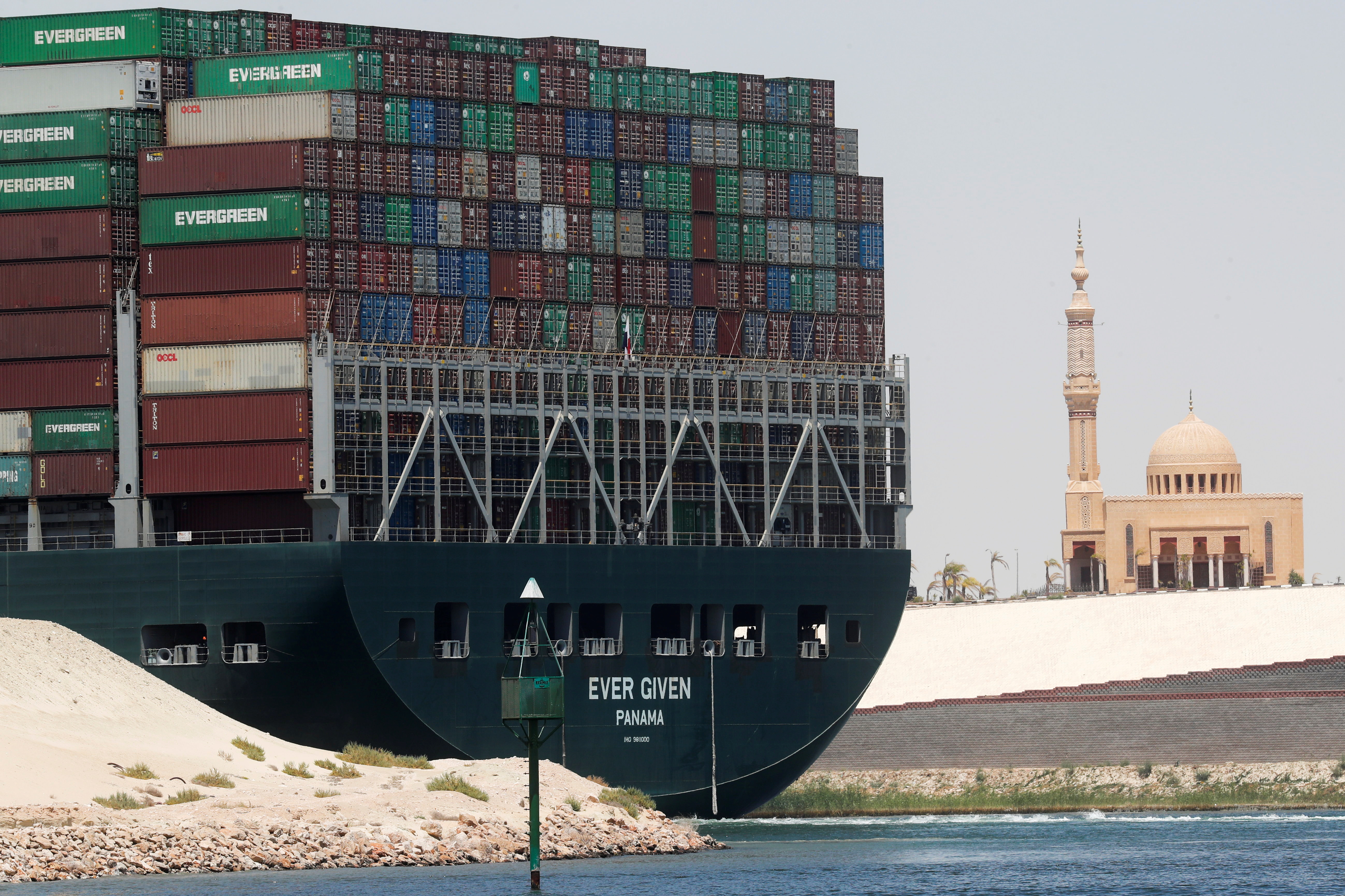 Ever Given, one of the world's largest container ships, sets sail to leave through Suez Canal after the canal authority reached a settlement with the vessel's owner and insurers, in Ismailia, Egypt, July 7, 2021. REUTERS/Amr Abdallah Dalsh