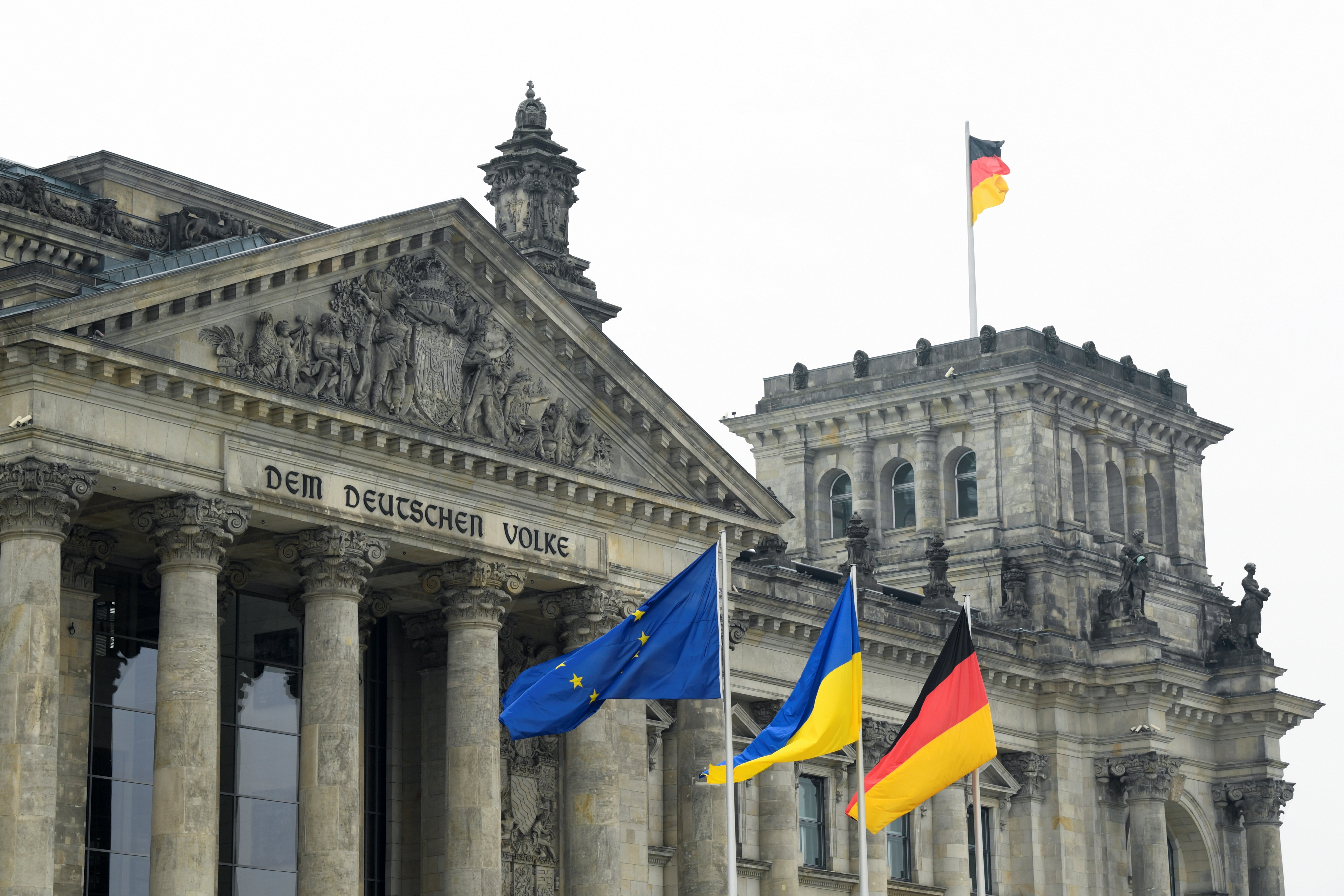Ukraine's President Zelenskiy delivers video address to the Bundestag, in Berlin