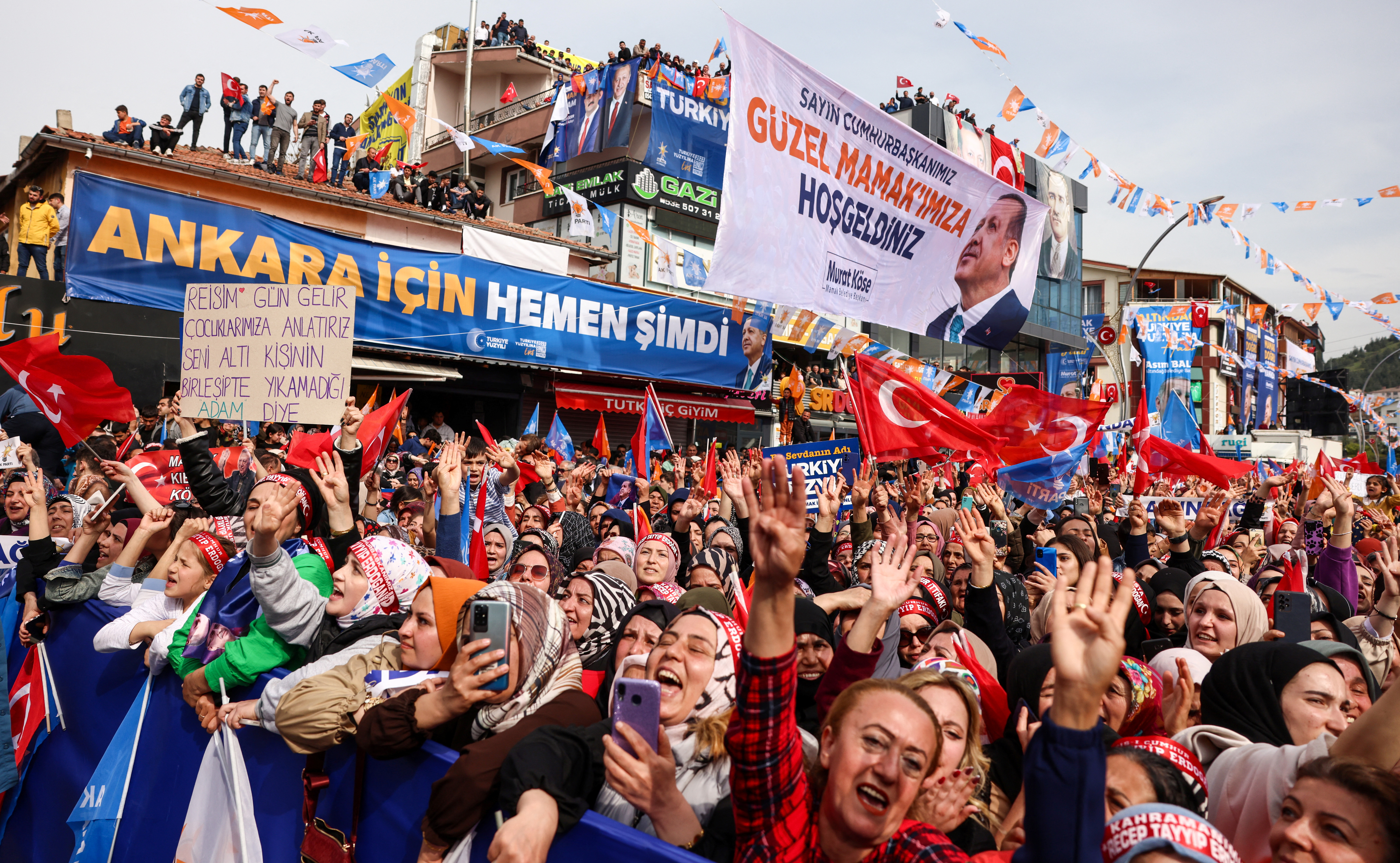 Turkish President Erdogan holds an election rally in Ankara
