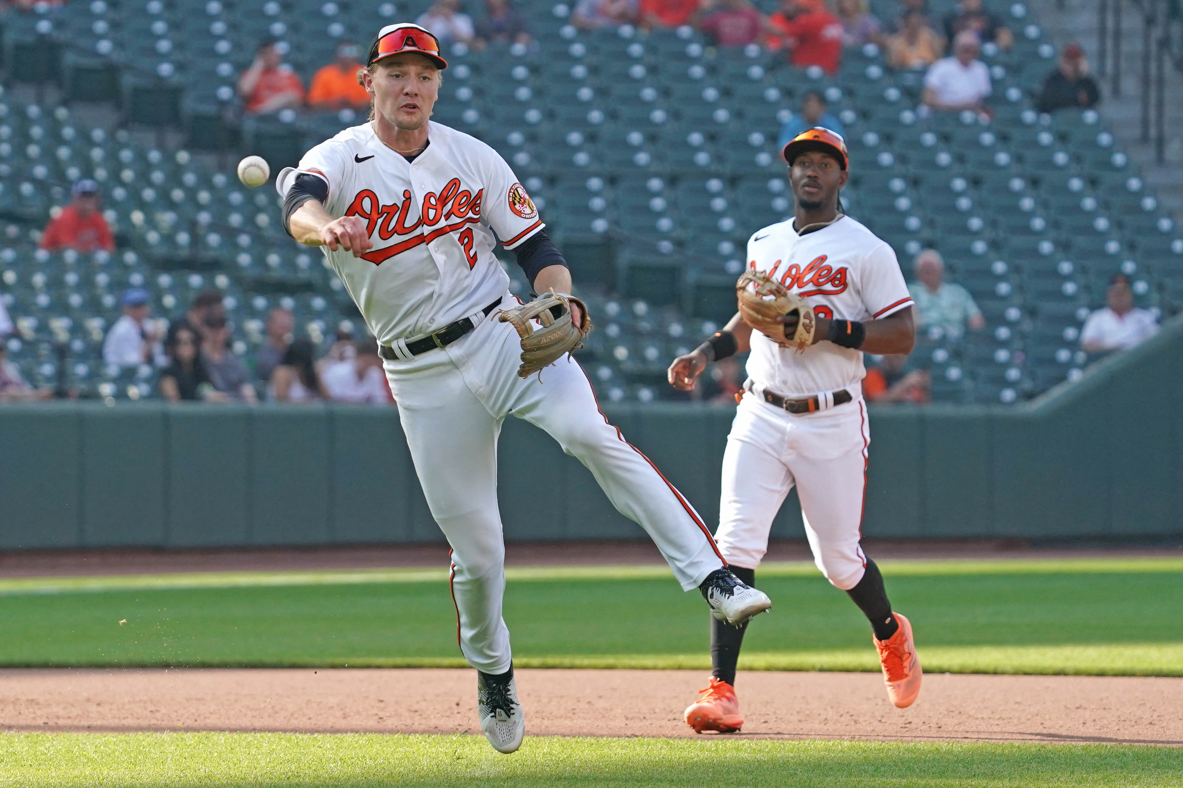 Baltimore, United States. 29th May, 2023. Cleveland Guardians first baseman Josh  Naylor (22) making contact with the pitch in the top of the third inning  against the Baltimore Orioles at Oriole Park