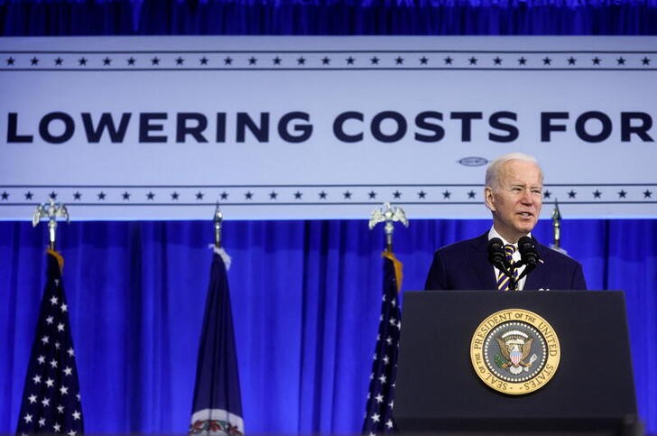 U.S. President Biden speaks about efforts to lower health care costs during visit to Germanna Community College in Culpepper, Virginia