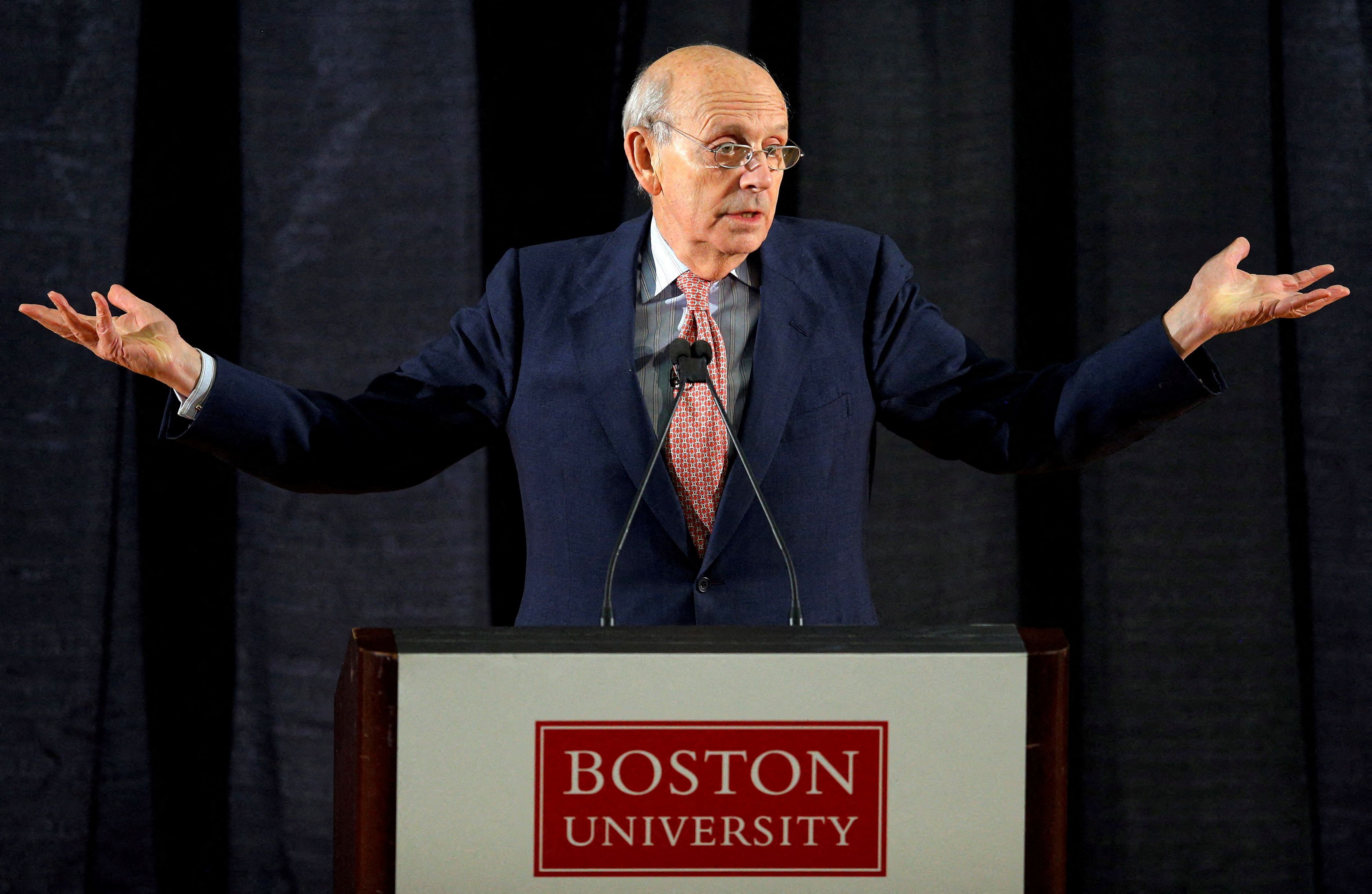 U.S. Supreme Court Justice Stephen Breyer speaks at the Boston University School of Law in Boston