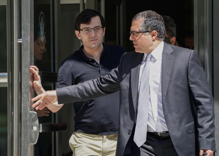 Former drug company executive Martin Shkreli exits U.S. District Court after being convicted of securities fraud, in the Brooklyn borough of New York City