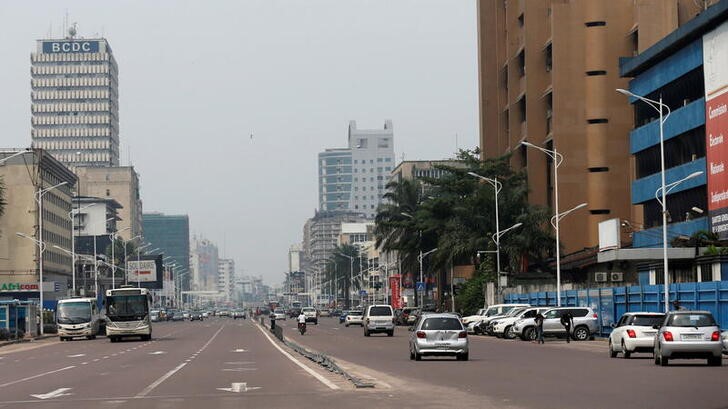 A general view shows traffic along a street in the Democratic Republic of Congo's capital Kinshasa