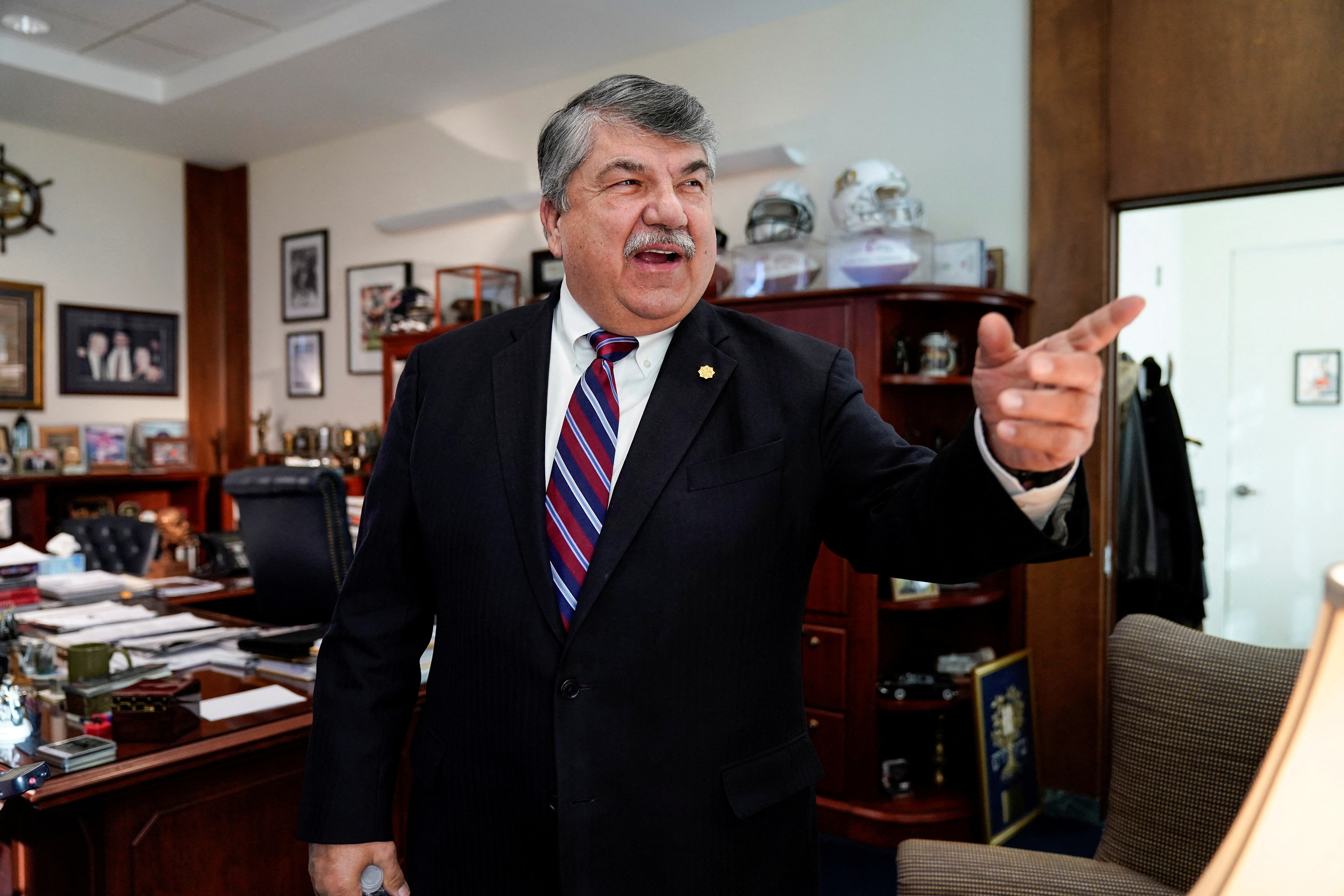 President of the AFL-CIO Richard Trumka speaks about his role in securing labor protections in the USMCA trade agreement in Washington