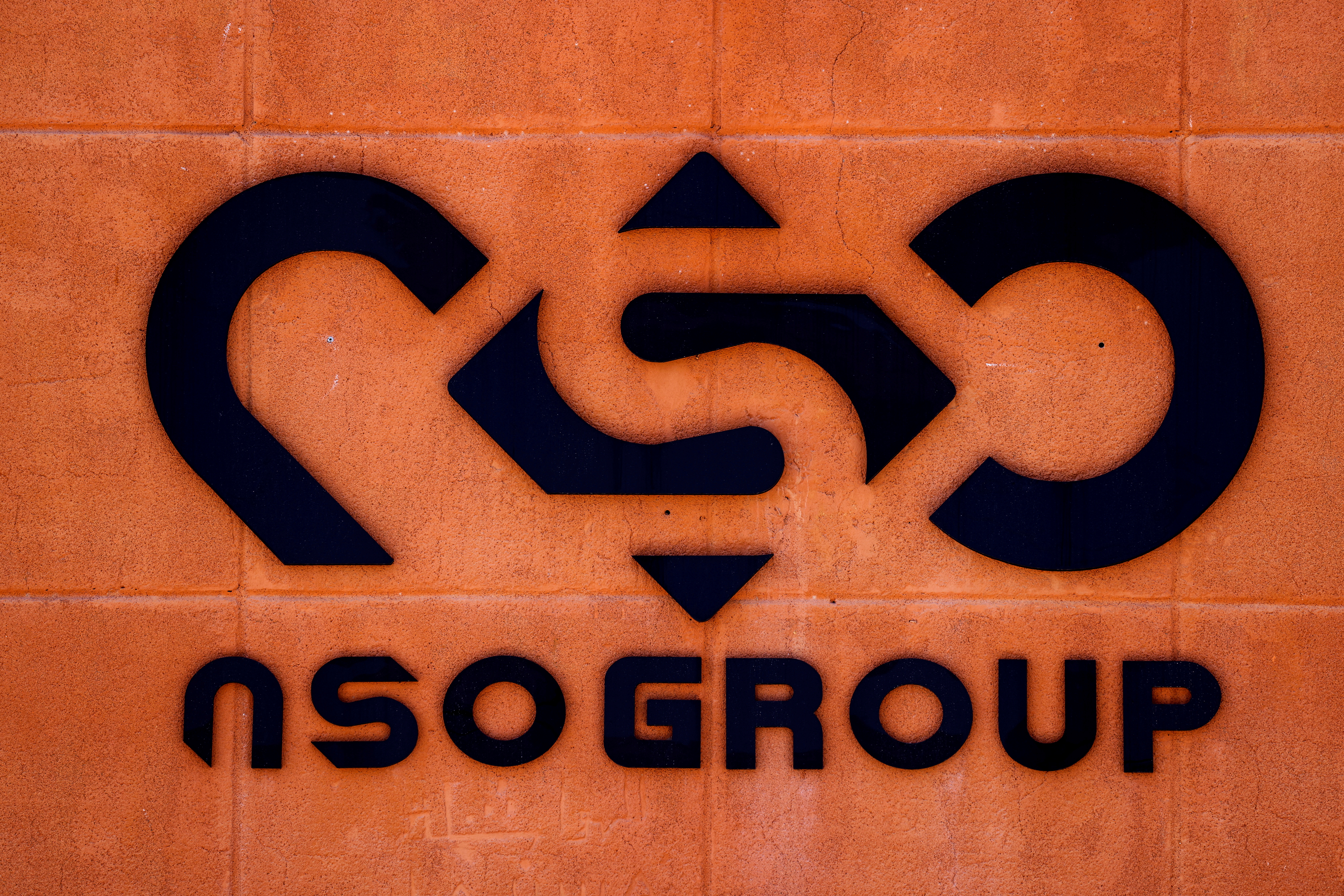 The logo of Israeli cyber firm NSO Group is seen at one of its branches in the Arava Desert, southern Israel