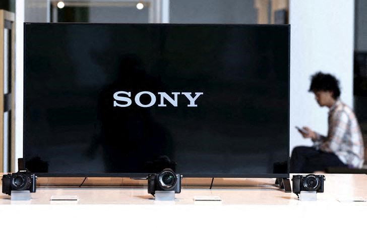 Sony Corp's logo is seen on its television set at the company headquarters in Tokyo