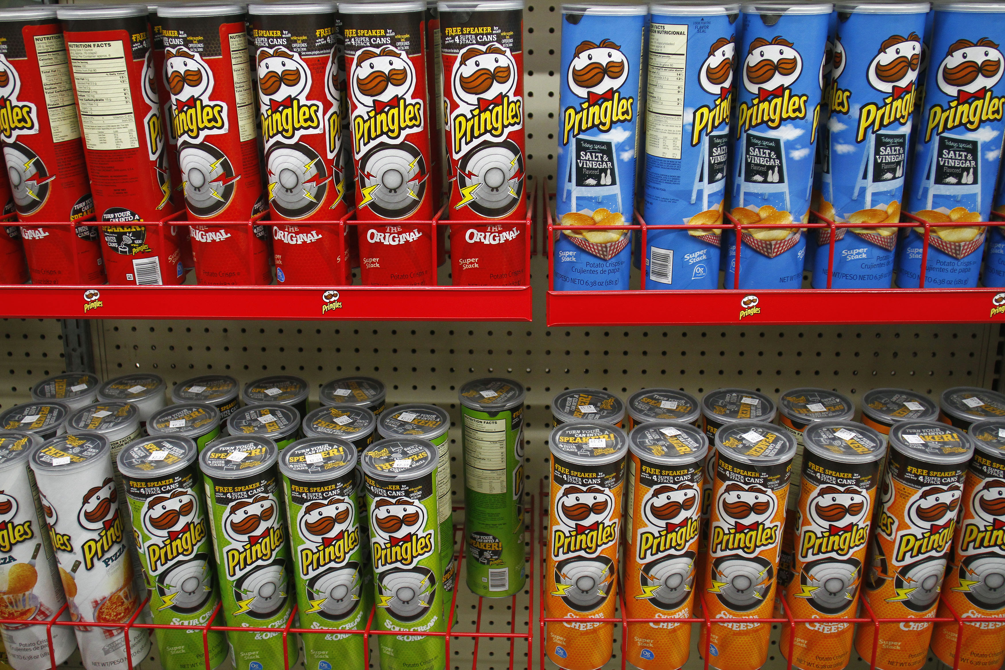 Containers of Pringles chips, a product of Procter & Gamble, are displayed at a gas station in Phoenix