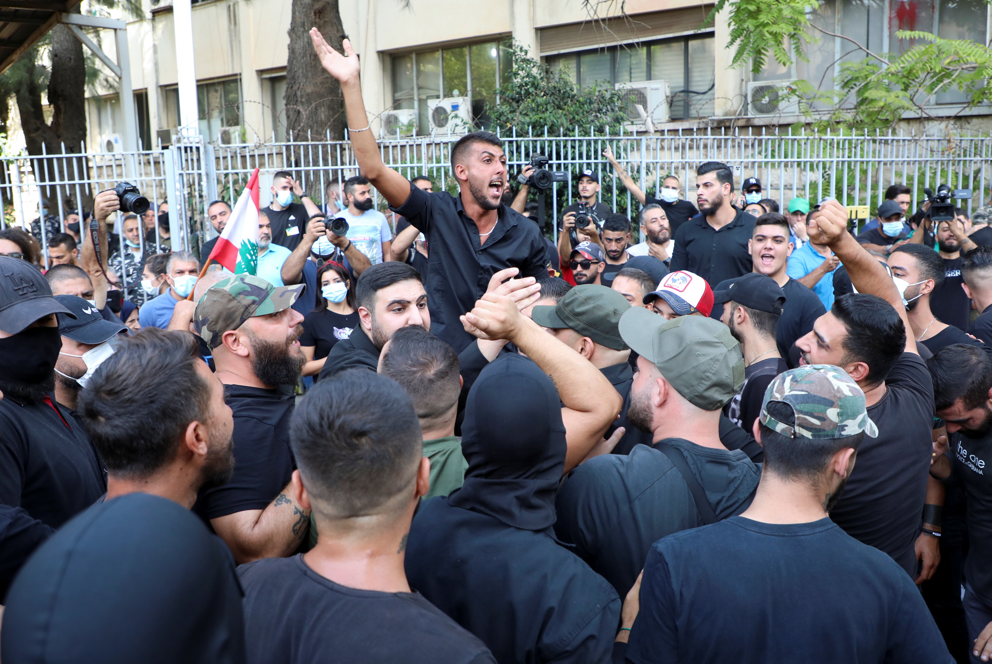 A protest against the lead judge of the Beirut port blast investigation, in Beirut