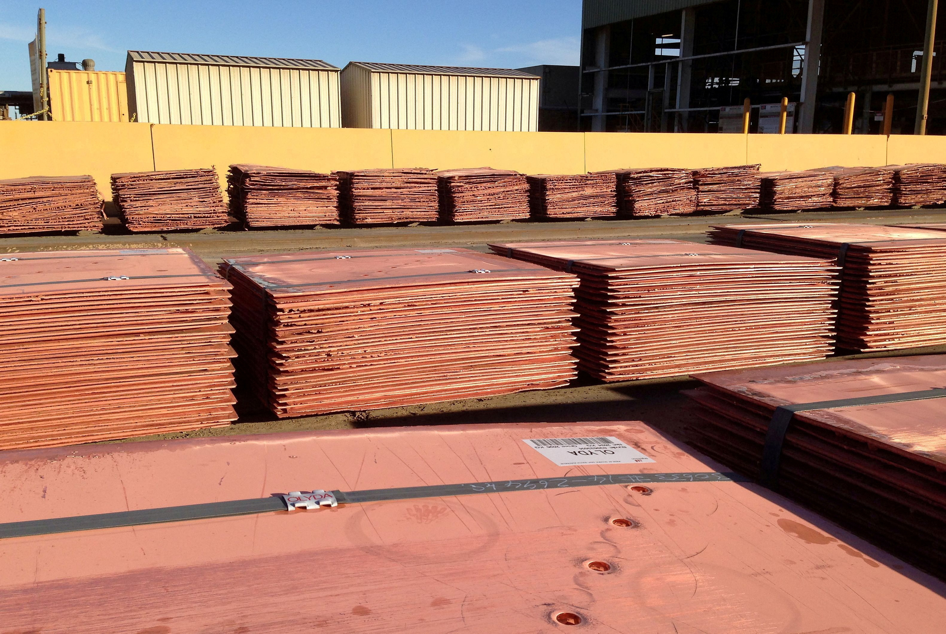 Refined copper bundles can be seen at BHP Billiton's Olympic Dam copper and uranium mine located in South Australia