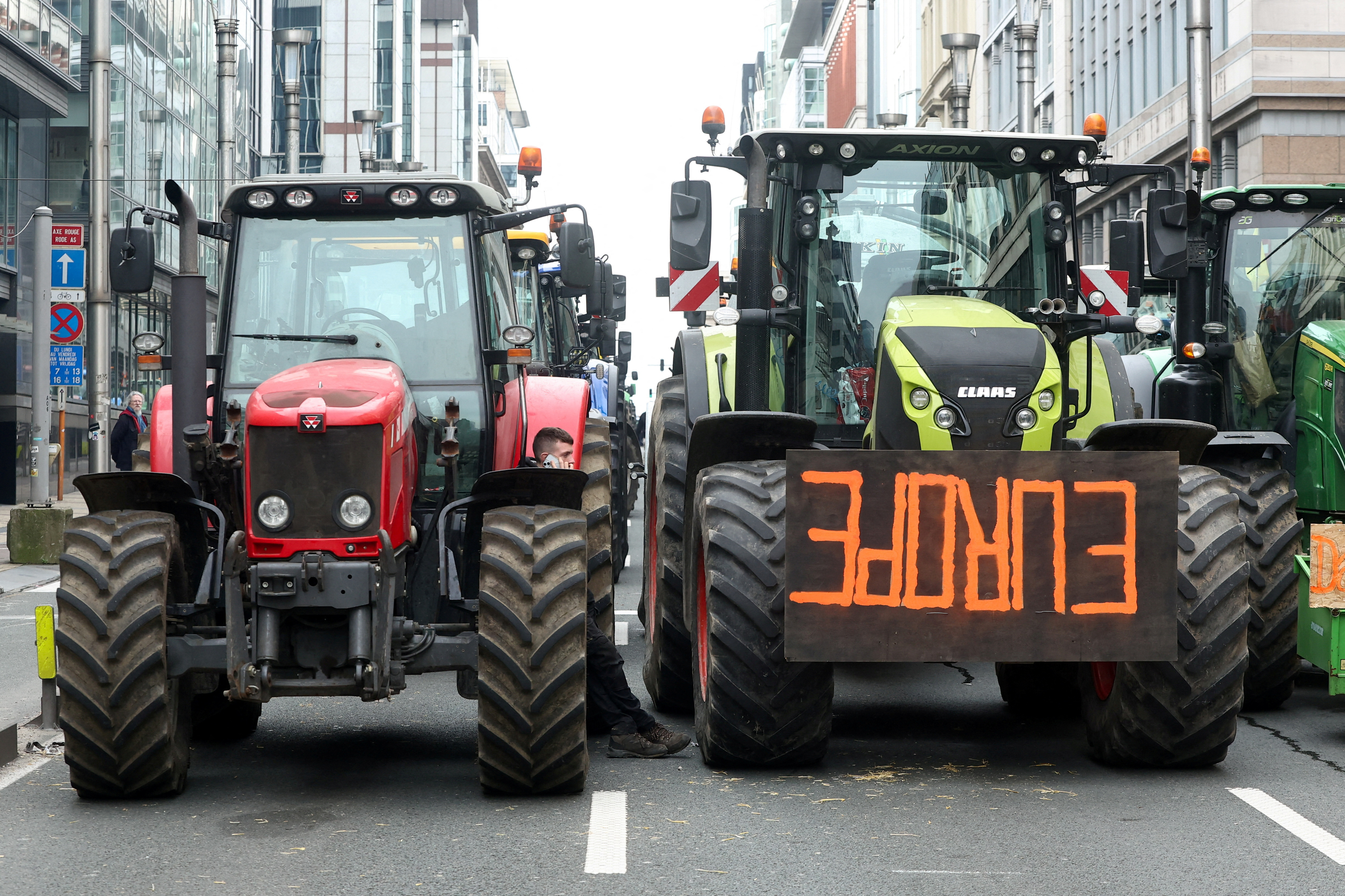 Belgian farmers protest in Brussels