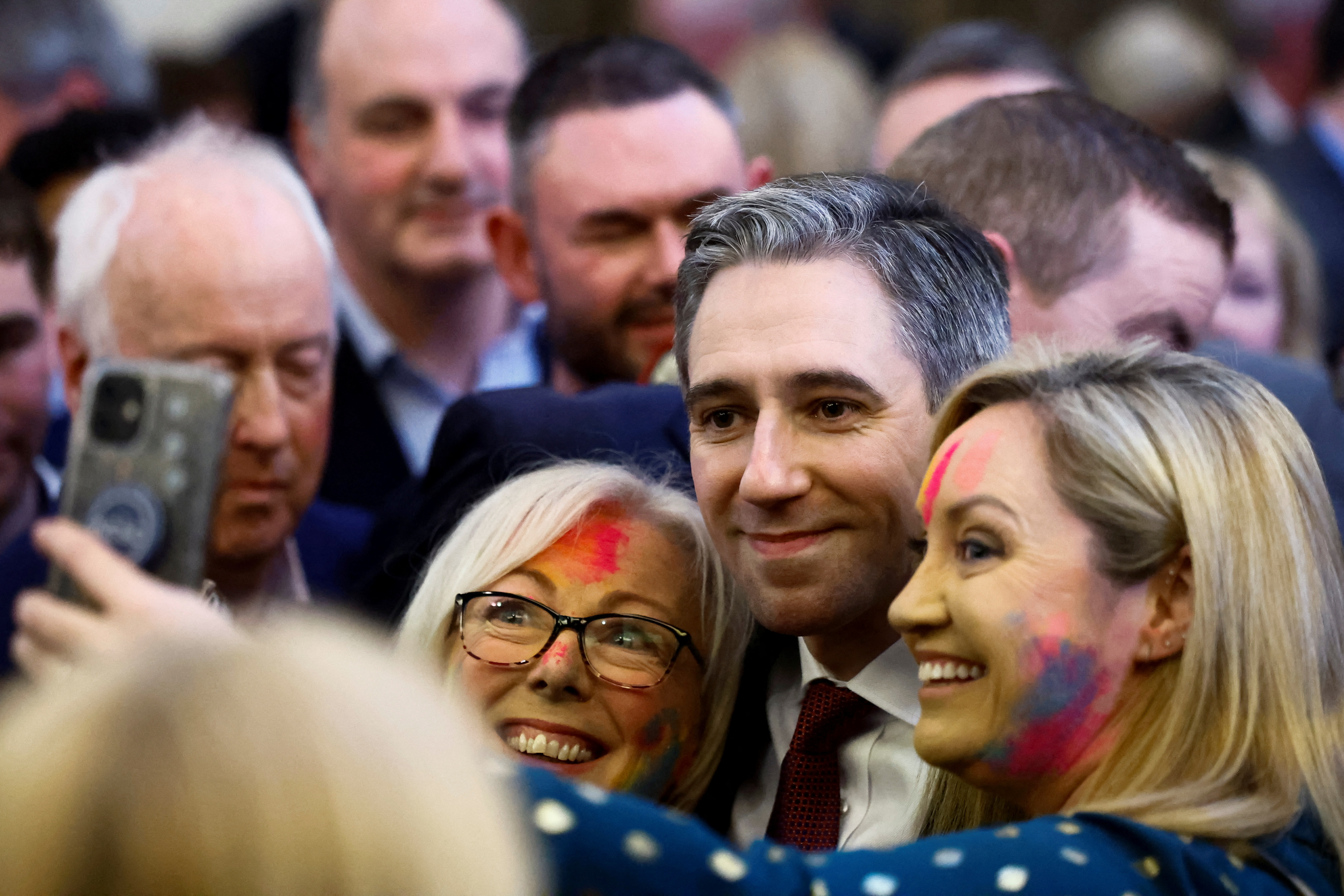 Ireland's Minister for Higher Education Simon Harris speaks to the media after being announced as the new leader of Fine Gael, in Athlone