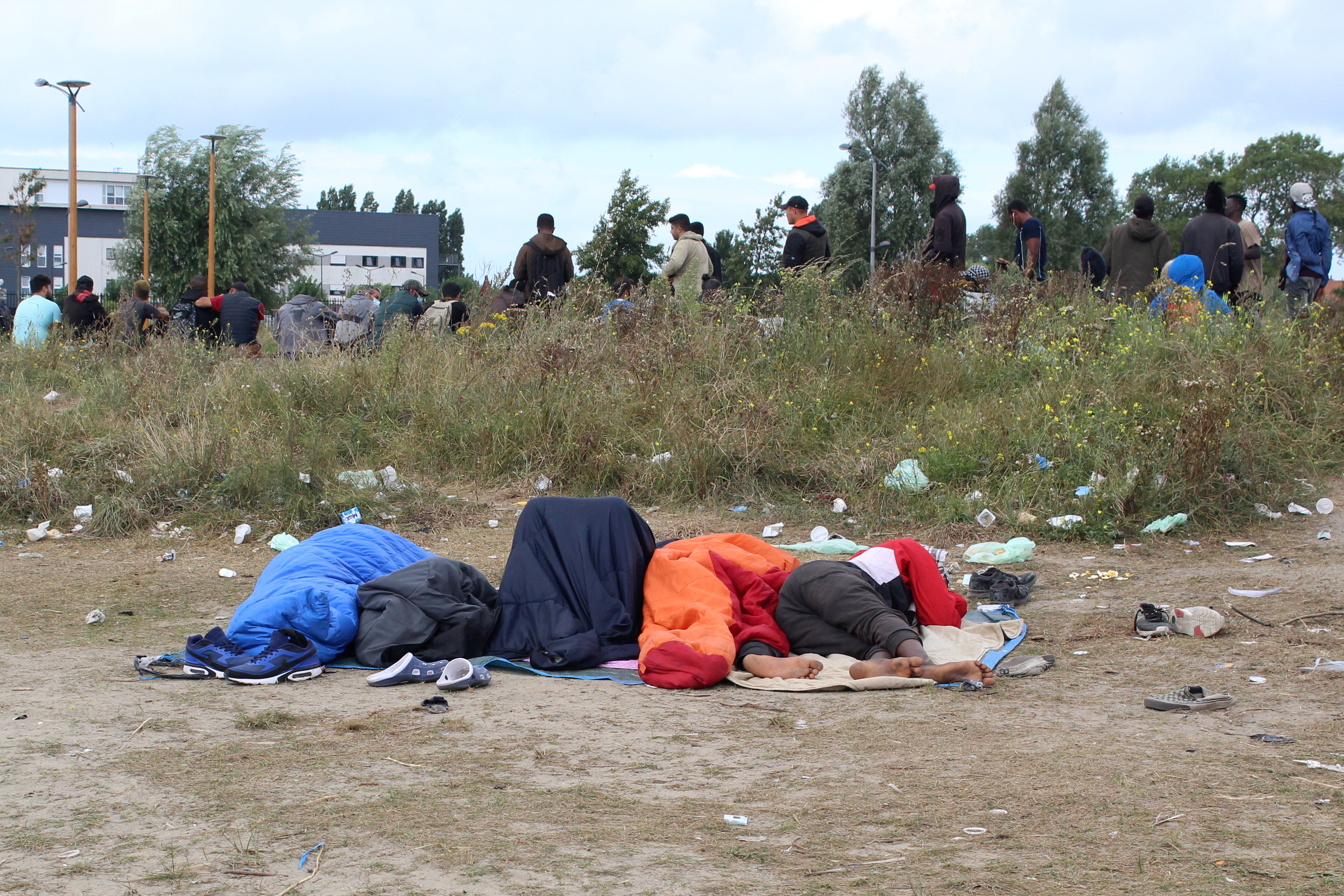 A makeshift migrant camp near the hospital in Calais