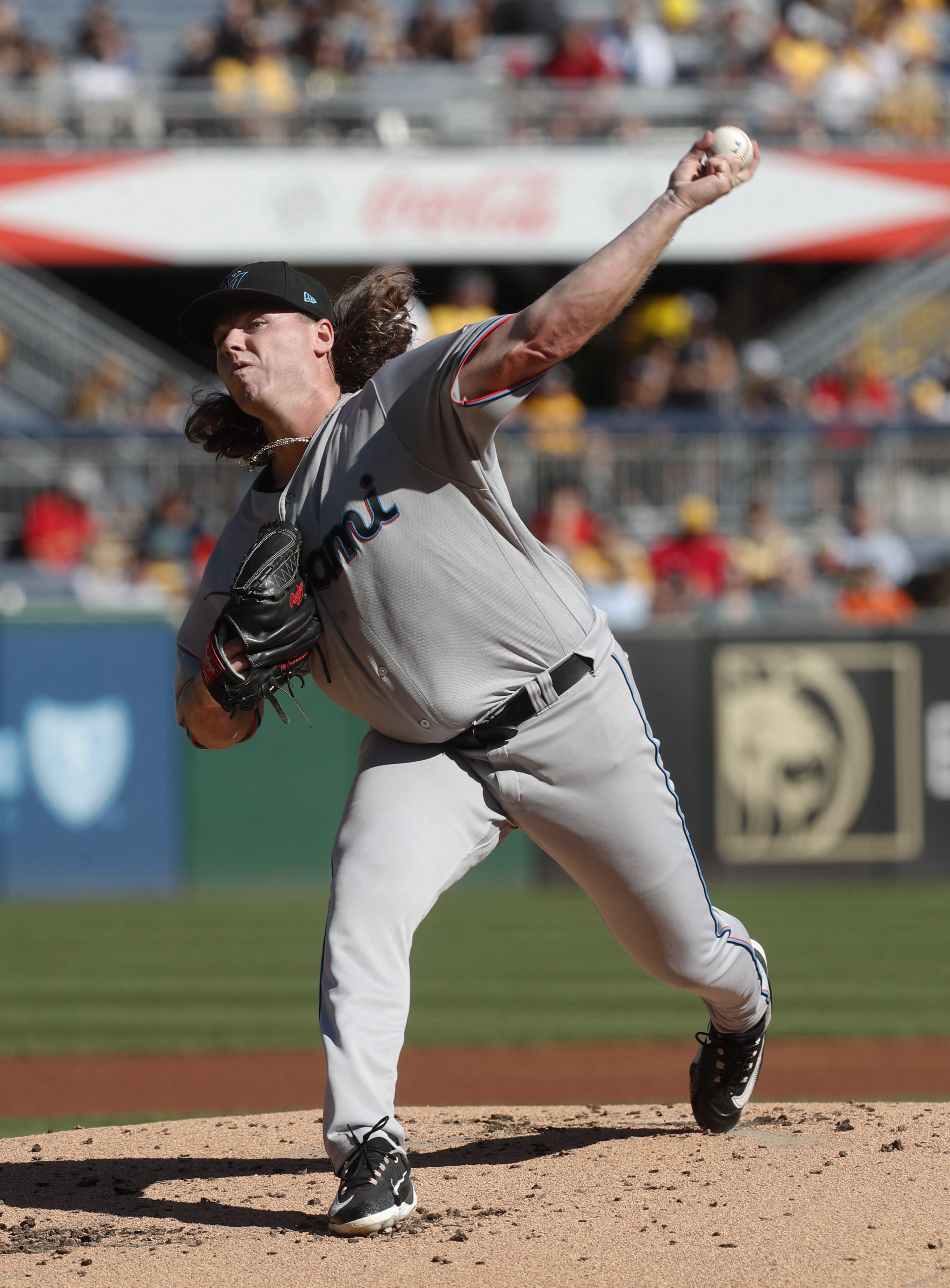 Miami Marlins relief pitcher Huascar Brazoban throws a pitch in the News  Photo - Getty Images