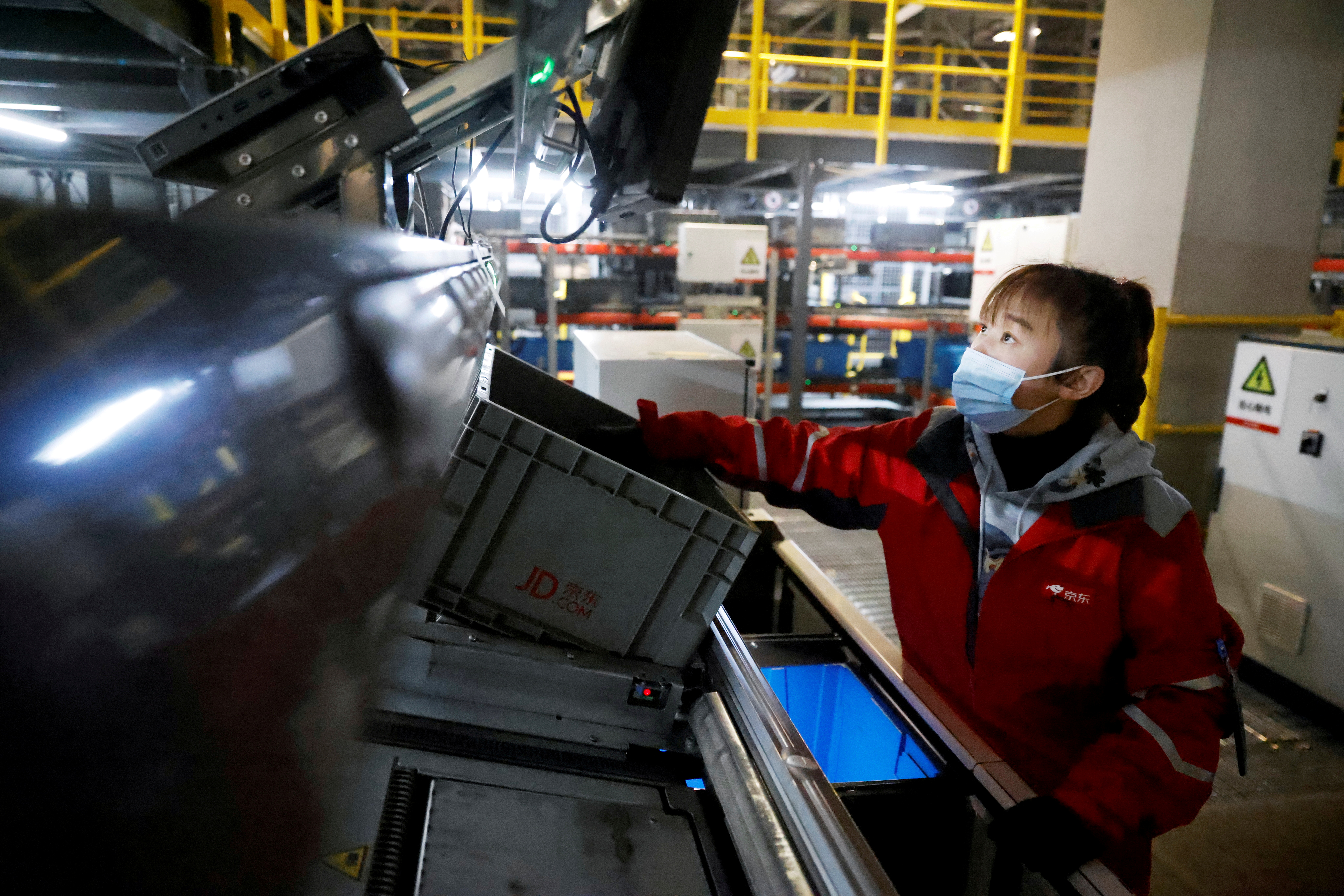 JD.com's automated logistics center during a government organized tour on China’s Singles Day shopping festival in Beijing