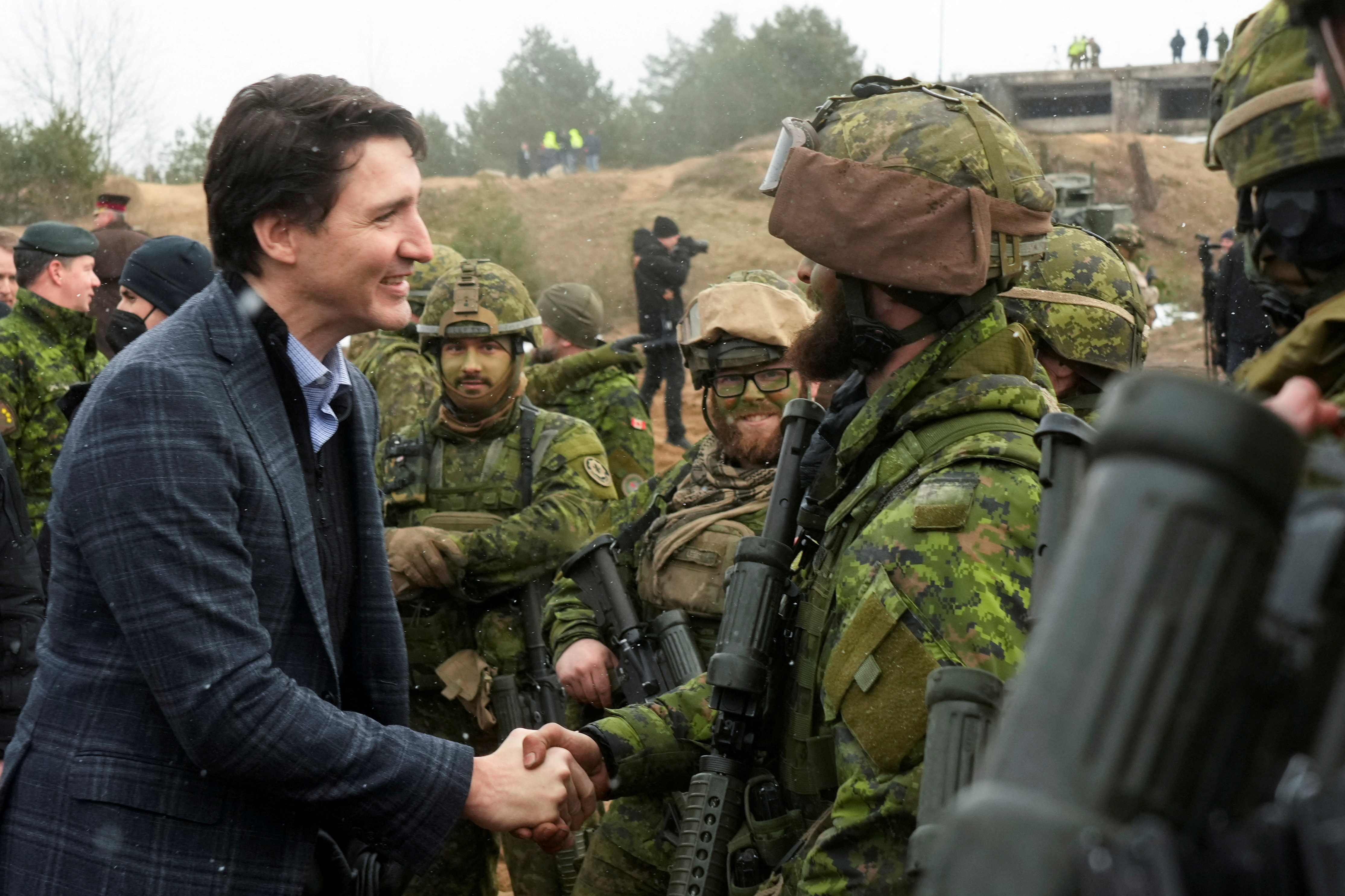 Canadian Prime Minister Justin Trudeau visited members of Canadian troops at the Adazi military base