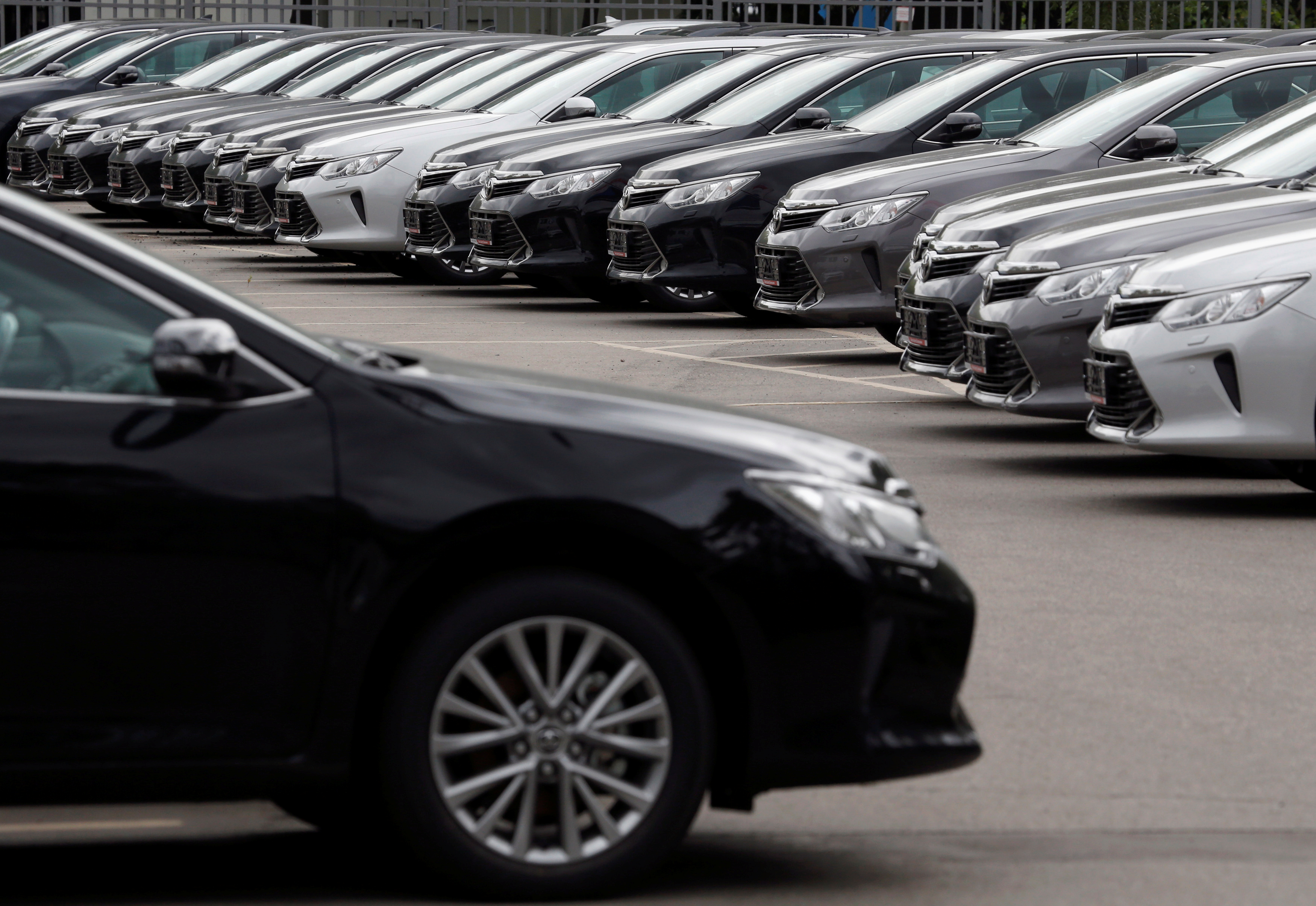 Toyota cars are seen on sale in Moscow