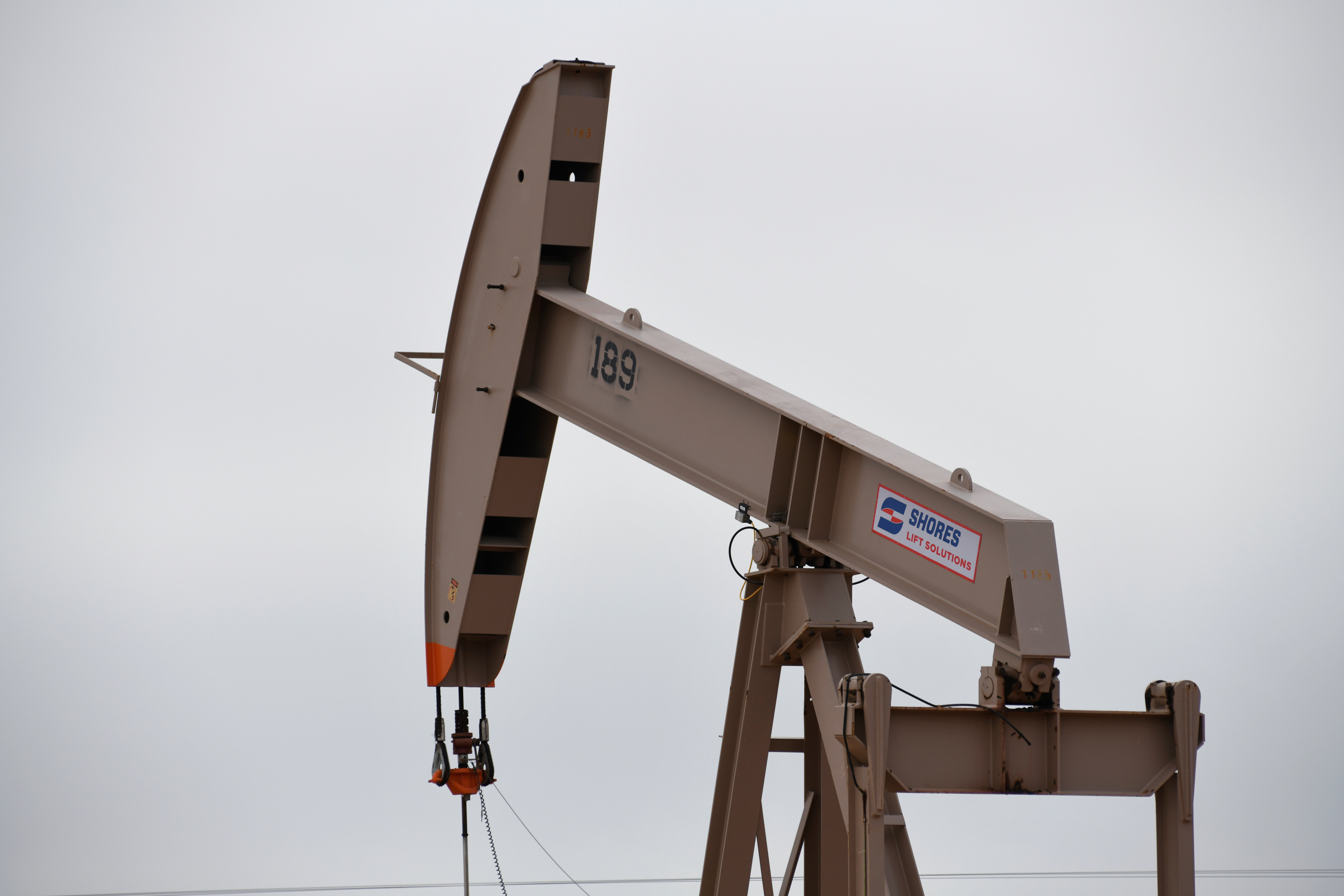 A pump jack operates in the Permian Basin oil and natural gas production area near Odessa
