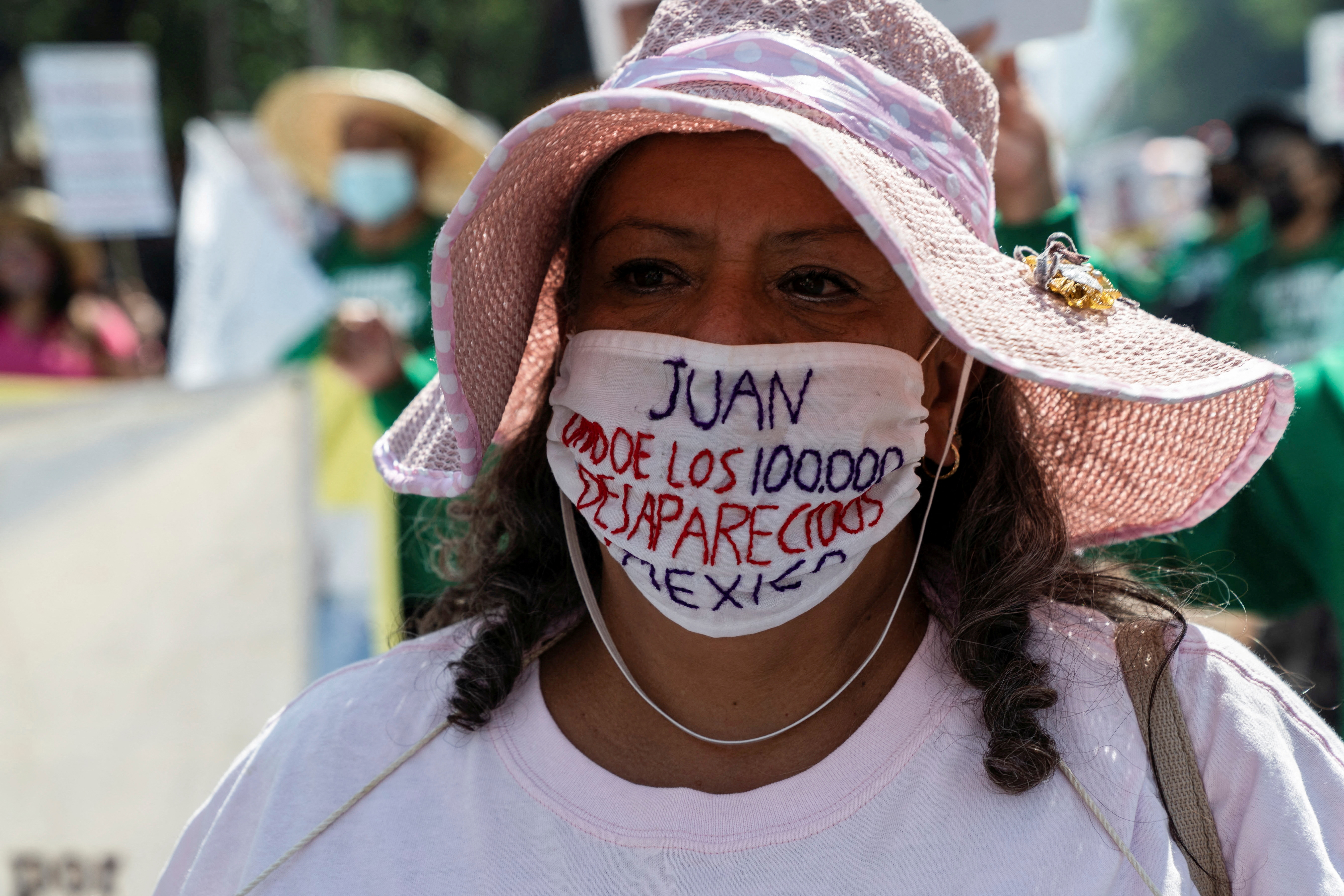Families of disappeared people take part in a protest demanding truth and justice for victims on Mother’s Day in Mexico City