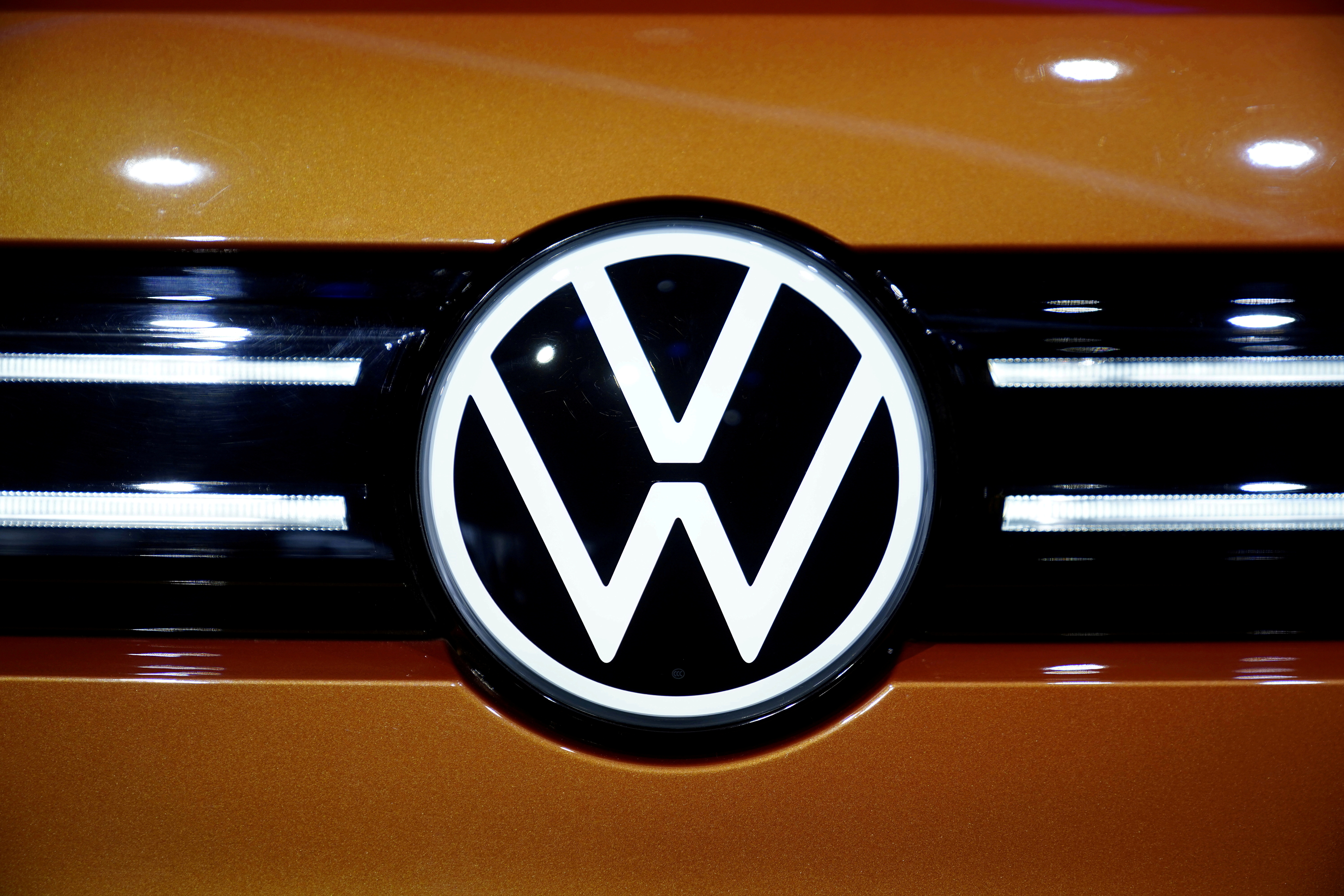 A Volkswagen logo is seen in Shanghai