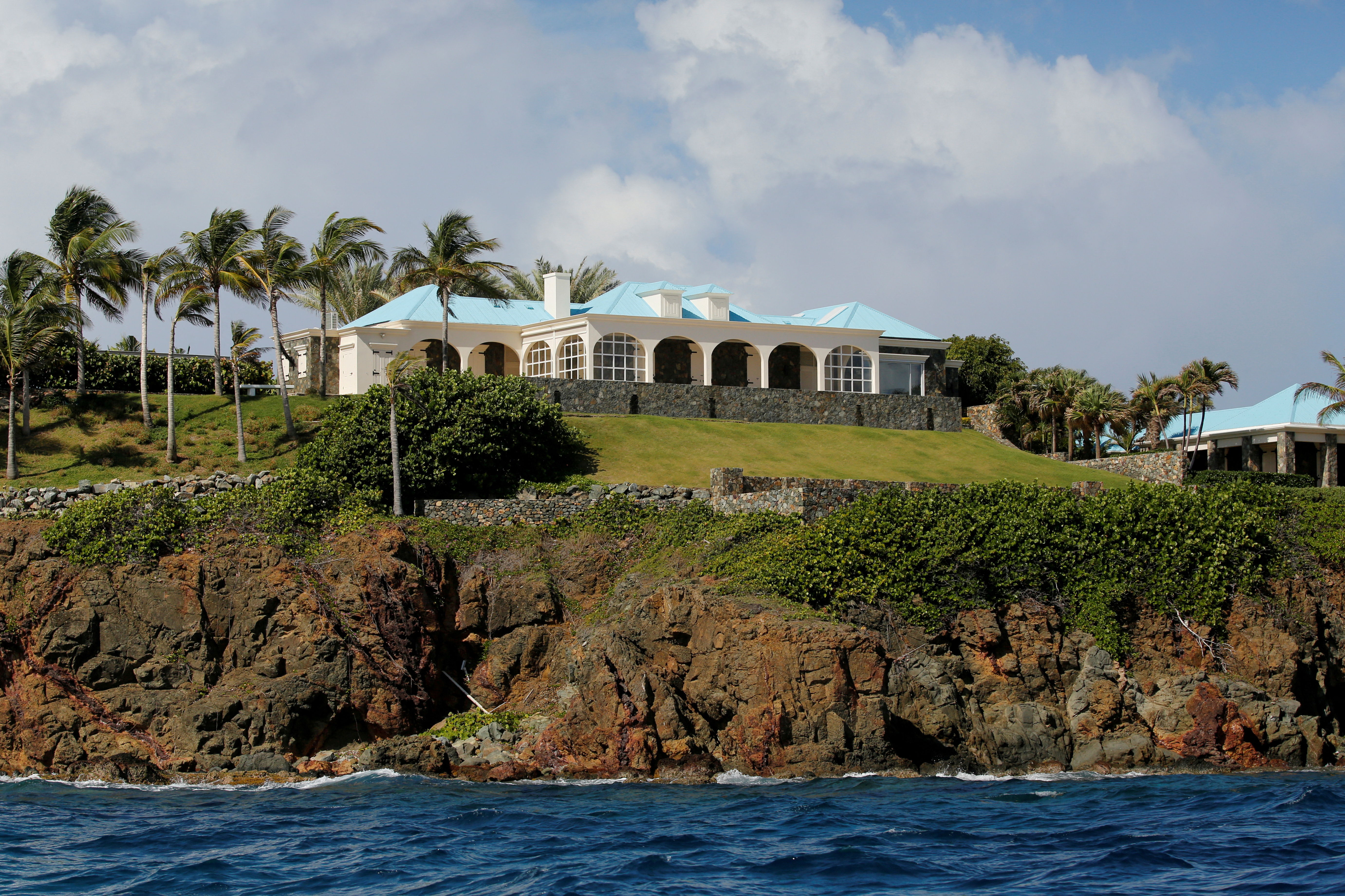Houses are seen at Little St. James Island, one of the properties of financier Jeffrey Epstein, near Charlotte Amalie