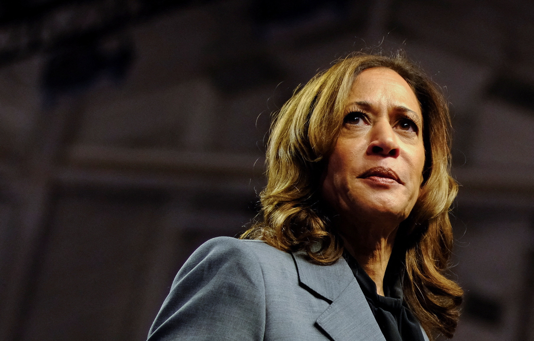 Democratic presidential candidate and US Vice President Kamala Harris attends a campaign rally in Madison