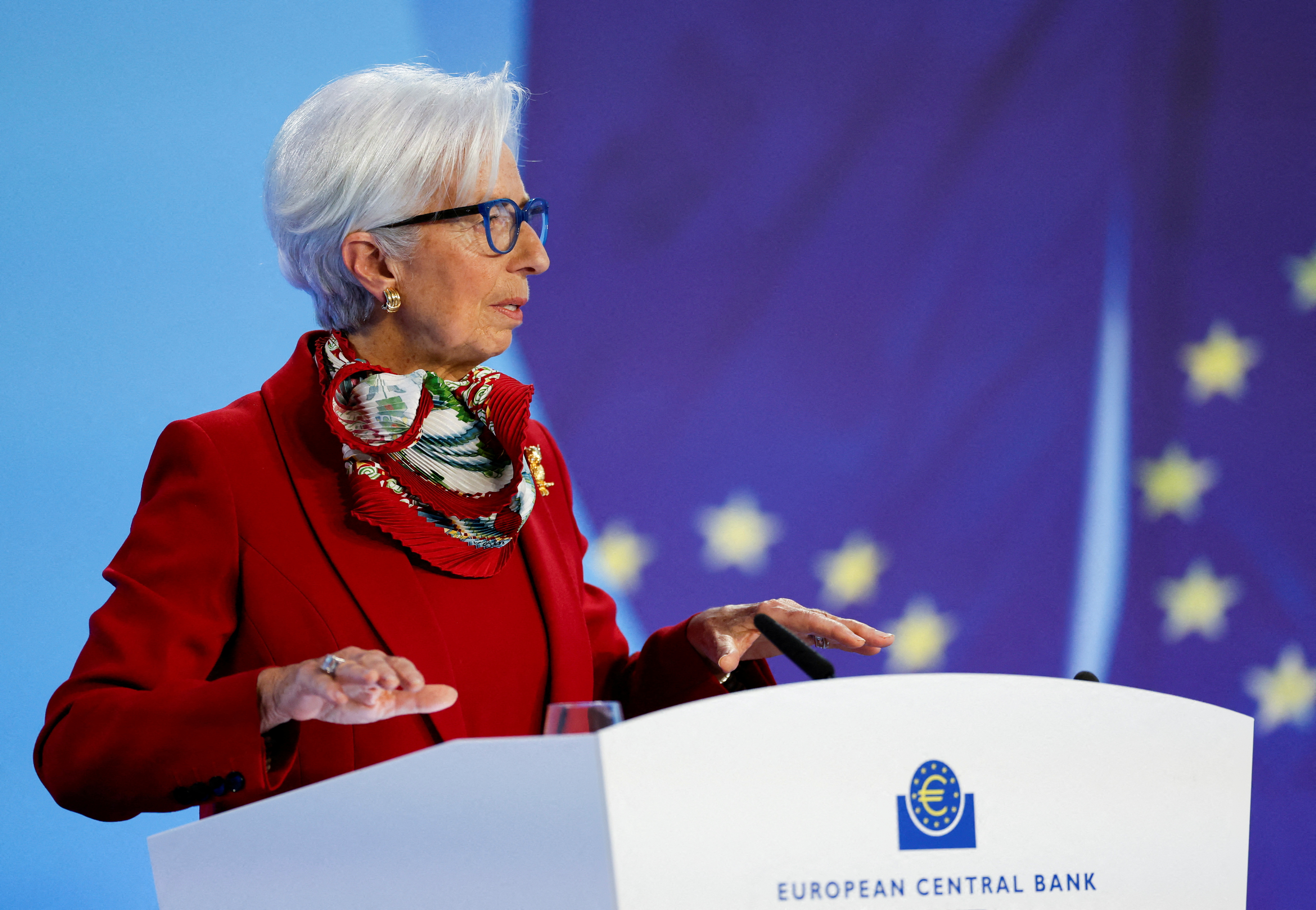 ECB President Lagarde attends a news conference following the ECB's monetary policy meeting in Frankfurt