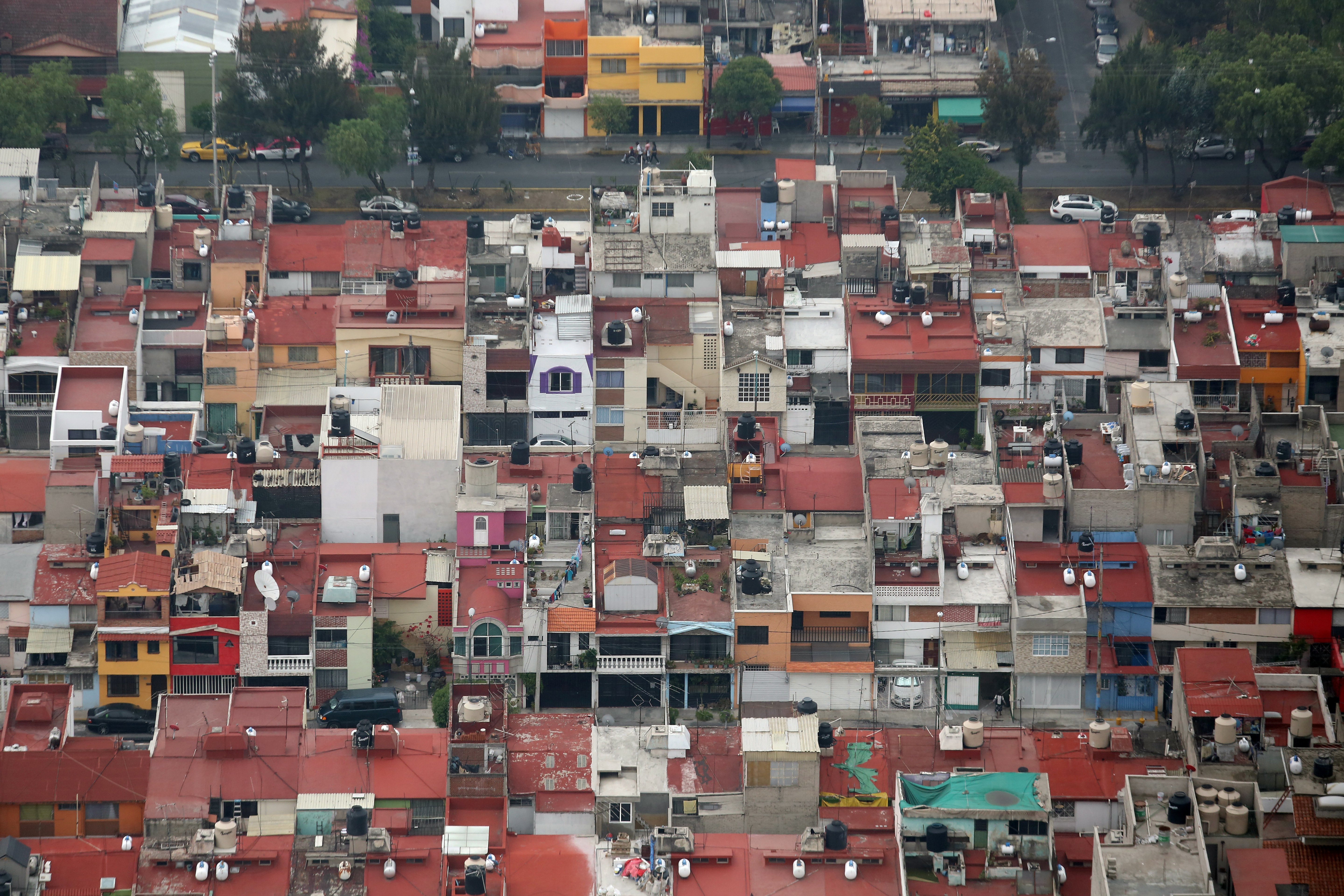 A general view shows houses in Mexico City