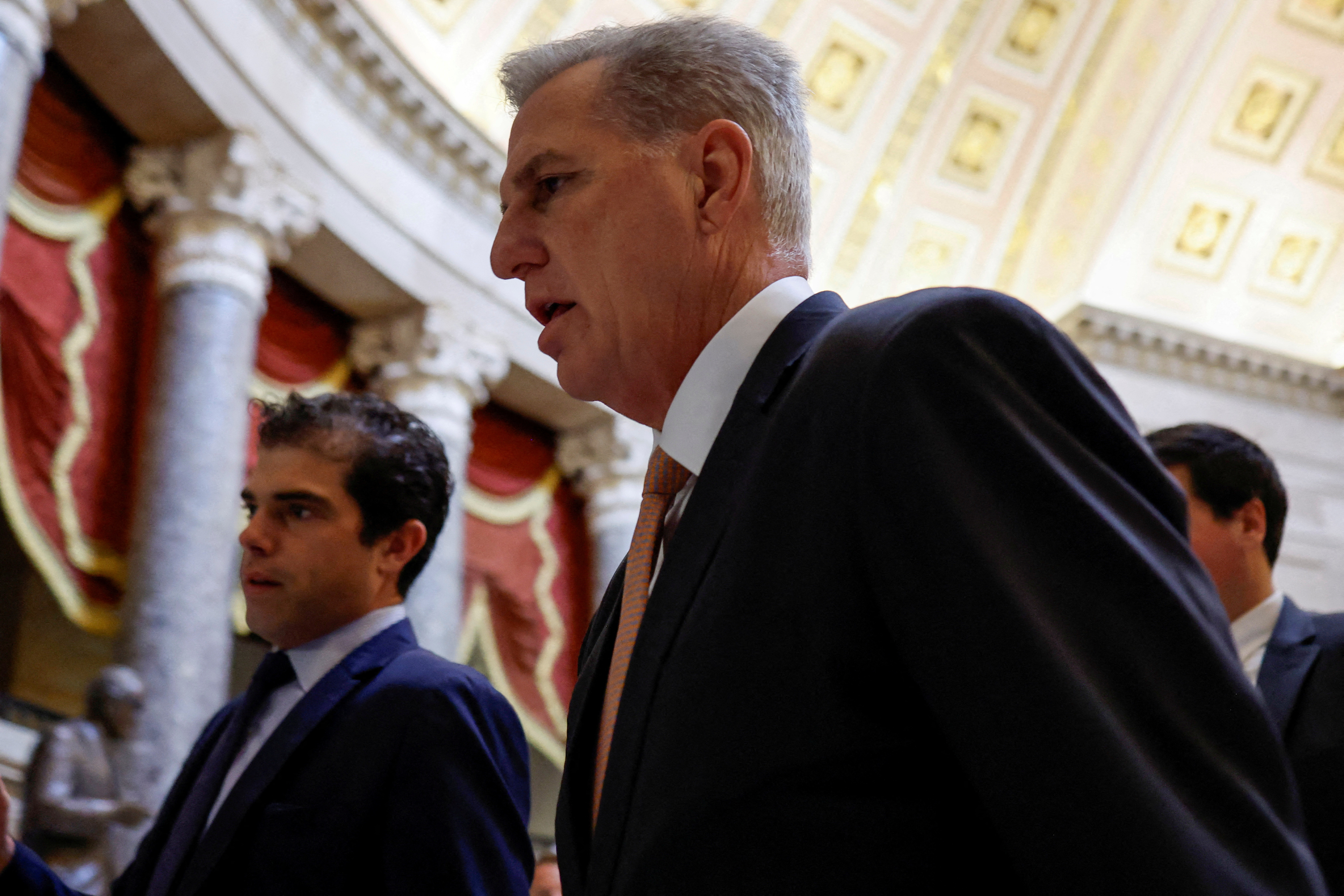 US House Speaker McCarthy walks to his offices at the US Capitol in Washington