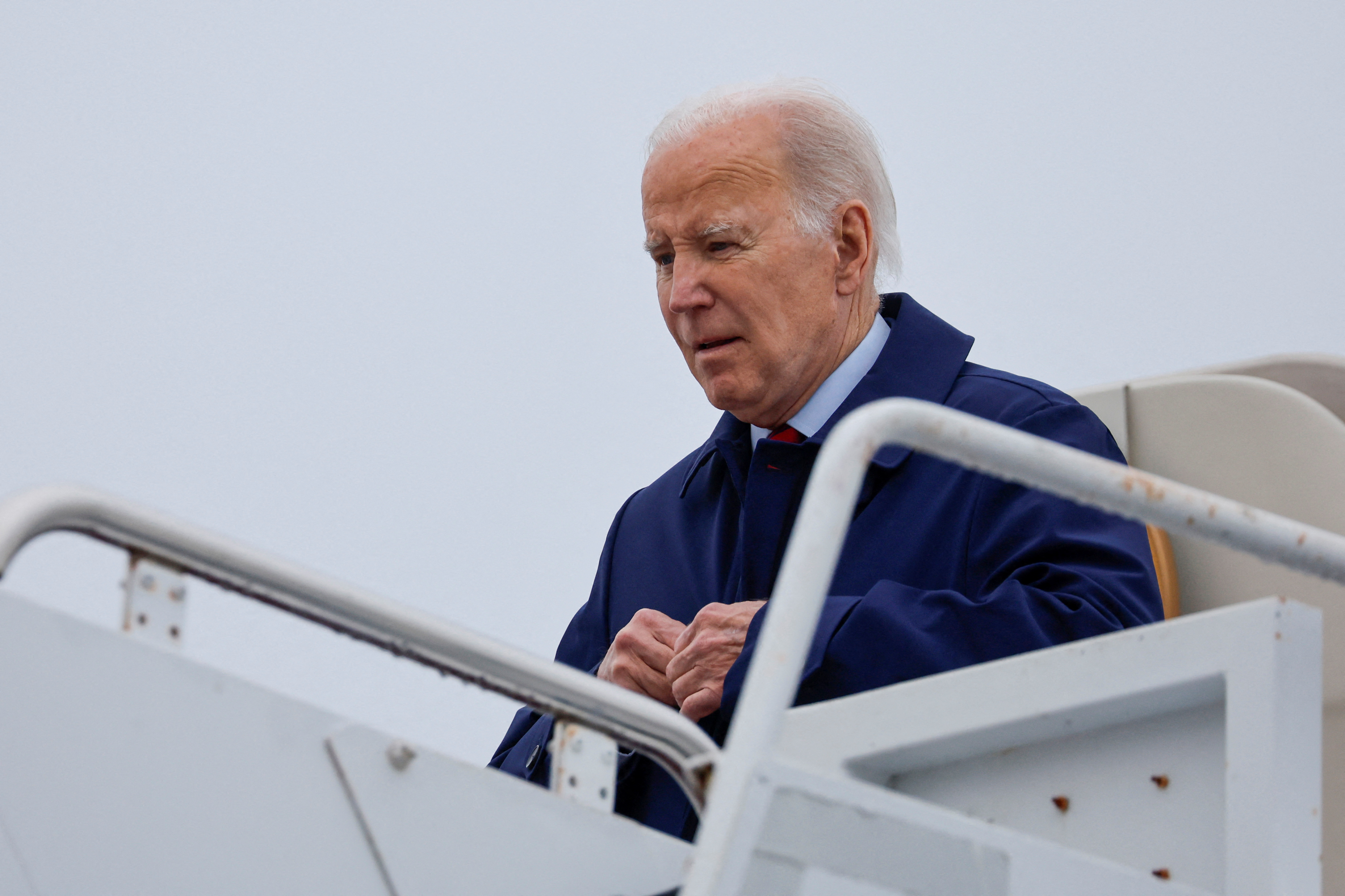 U.S. President Biden arrives aboard Air Force One in New Castle, Delaware
