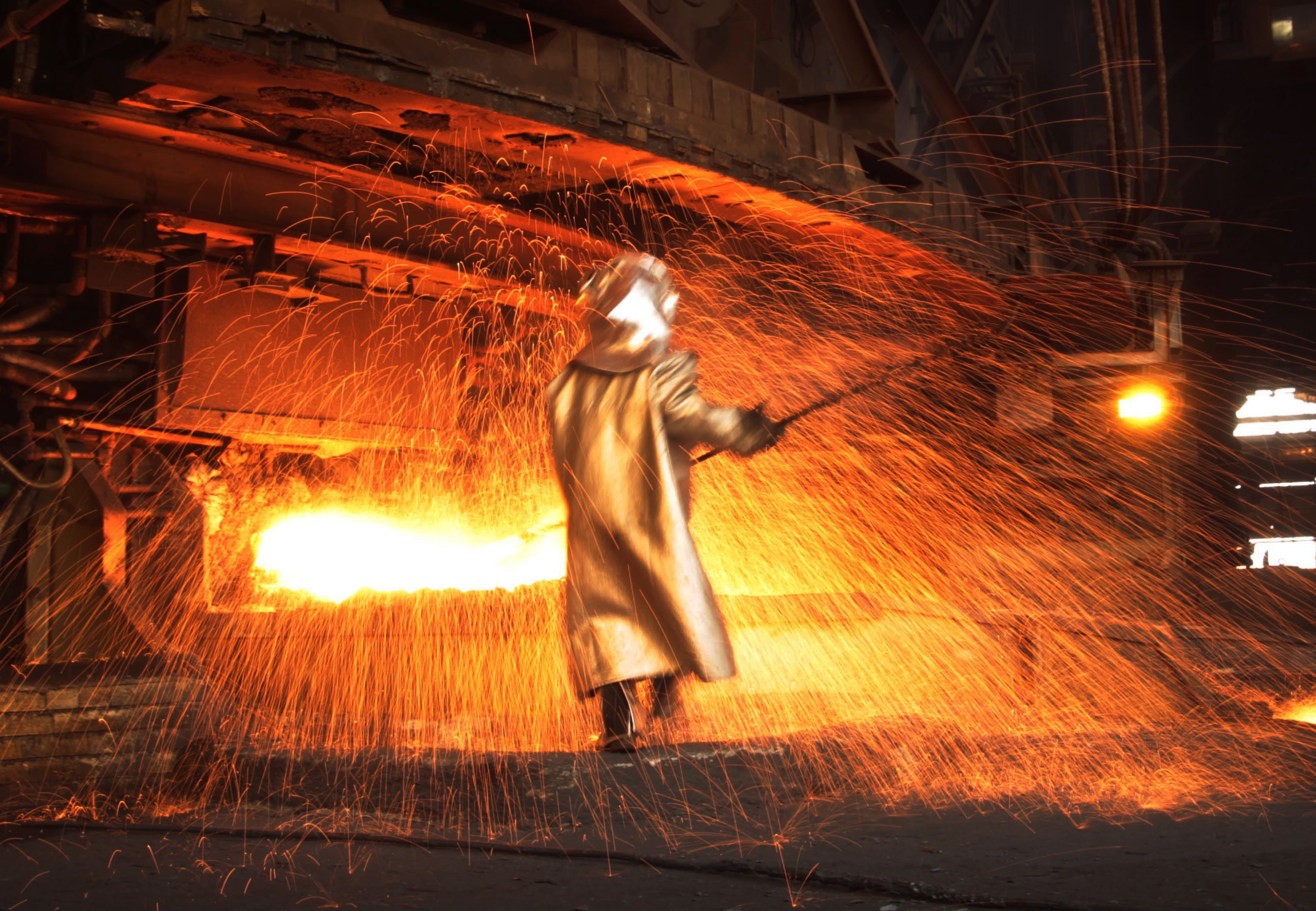 A worker processes nickel at a nickel smelter of PT Vale Tbk, near Sorowako