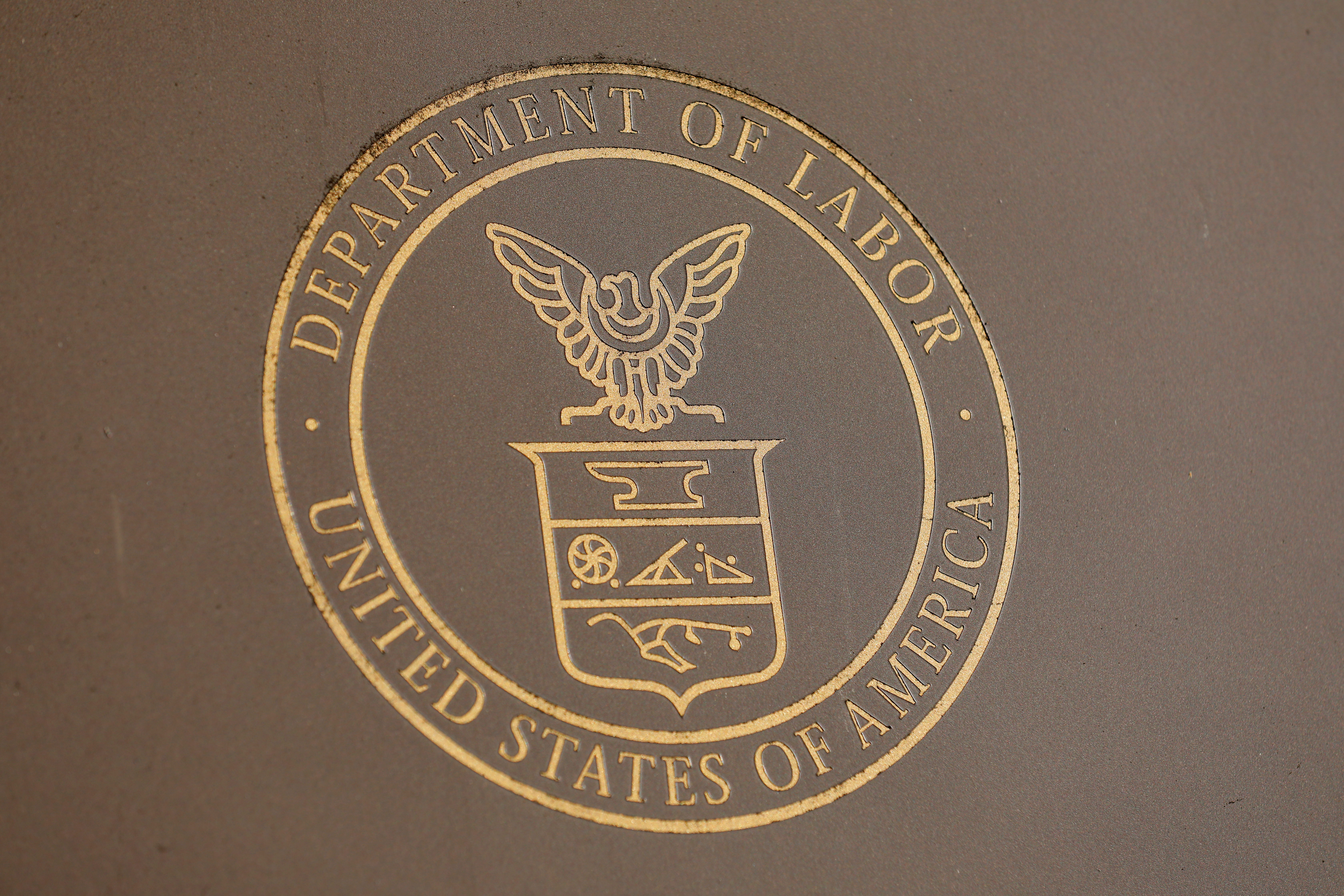 Signage is seen at the United States Department of Labor headquarters in Washington, D.C.