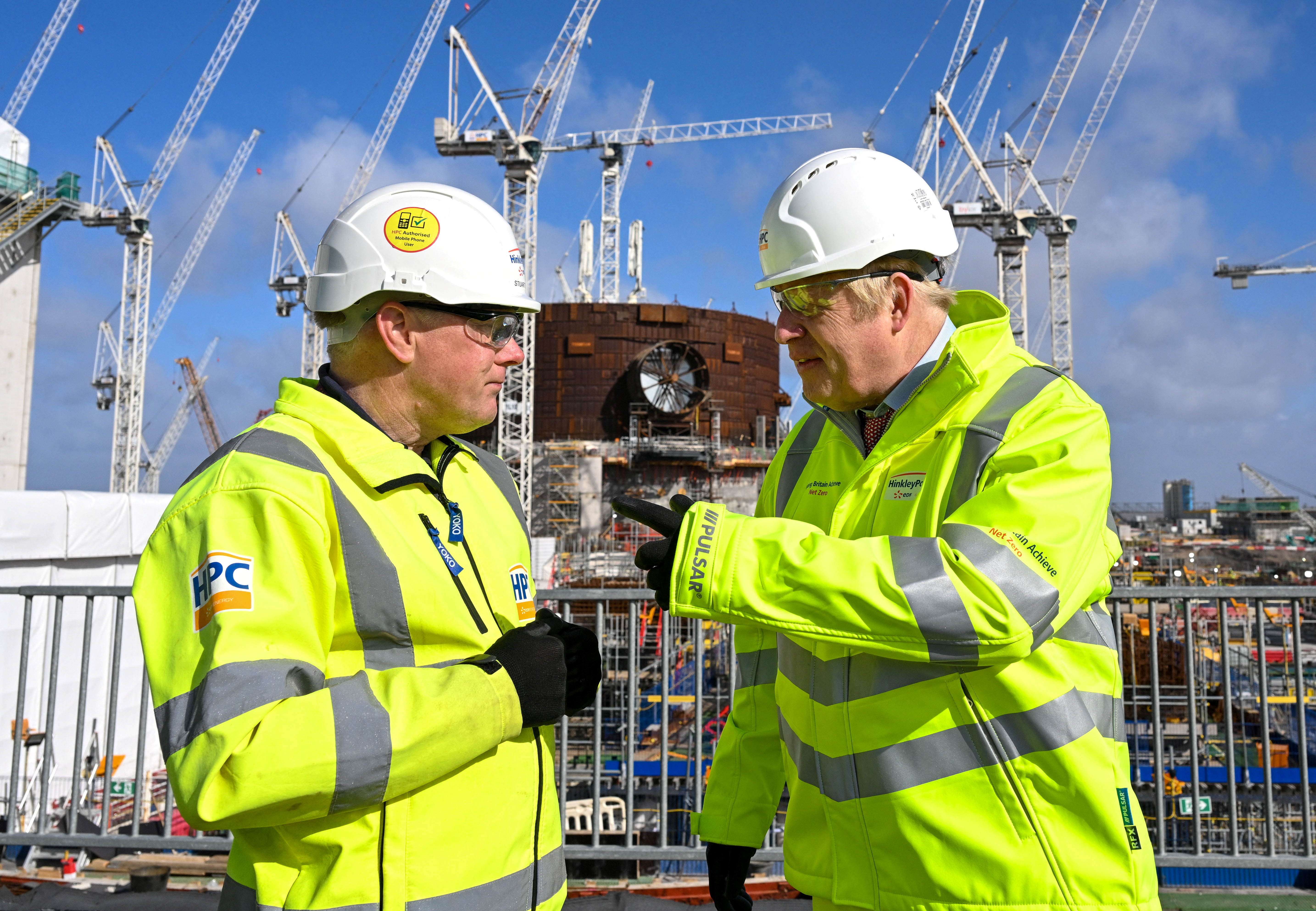 Britain's Prime Minister Boris Johnson visits Hinkley Point C Nuclear Power Station construction site, at Bridgwater