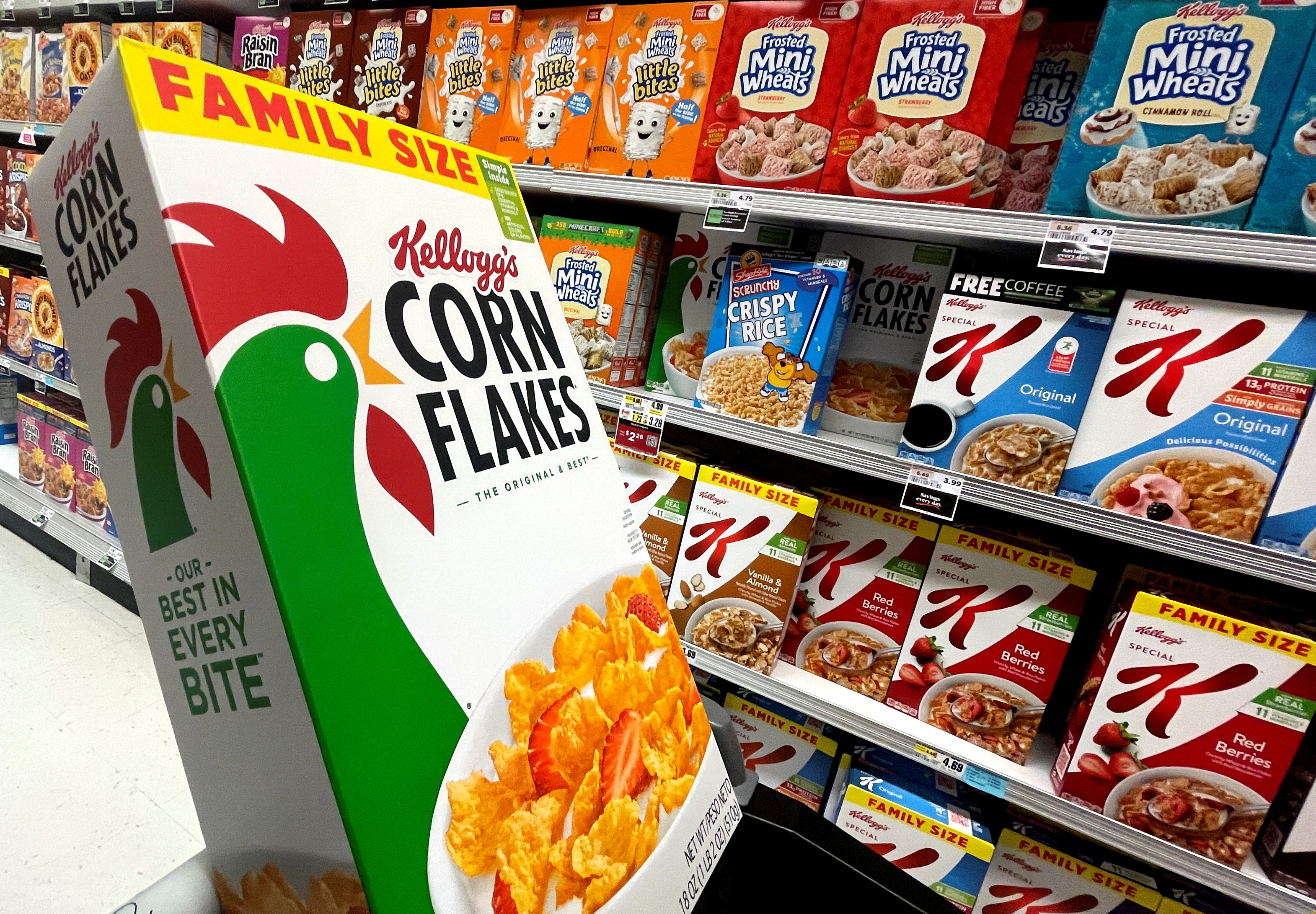 Kellogg's cold cereal products are pictured in a market in New York