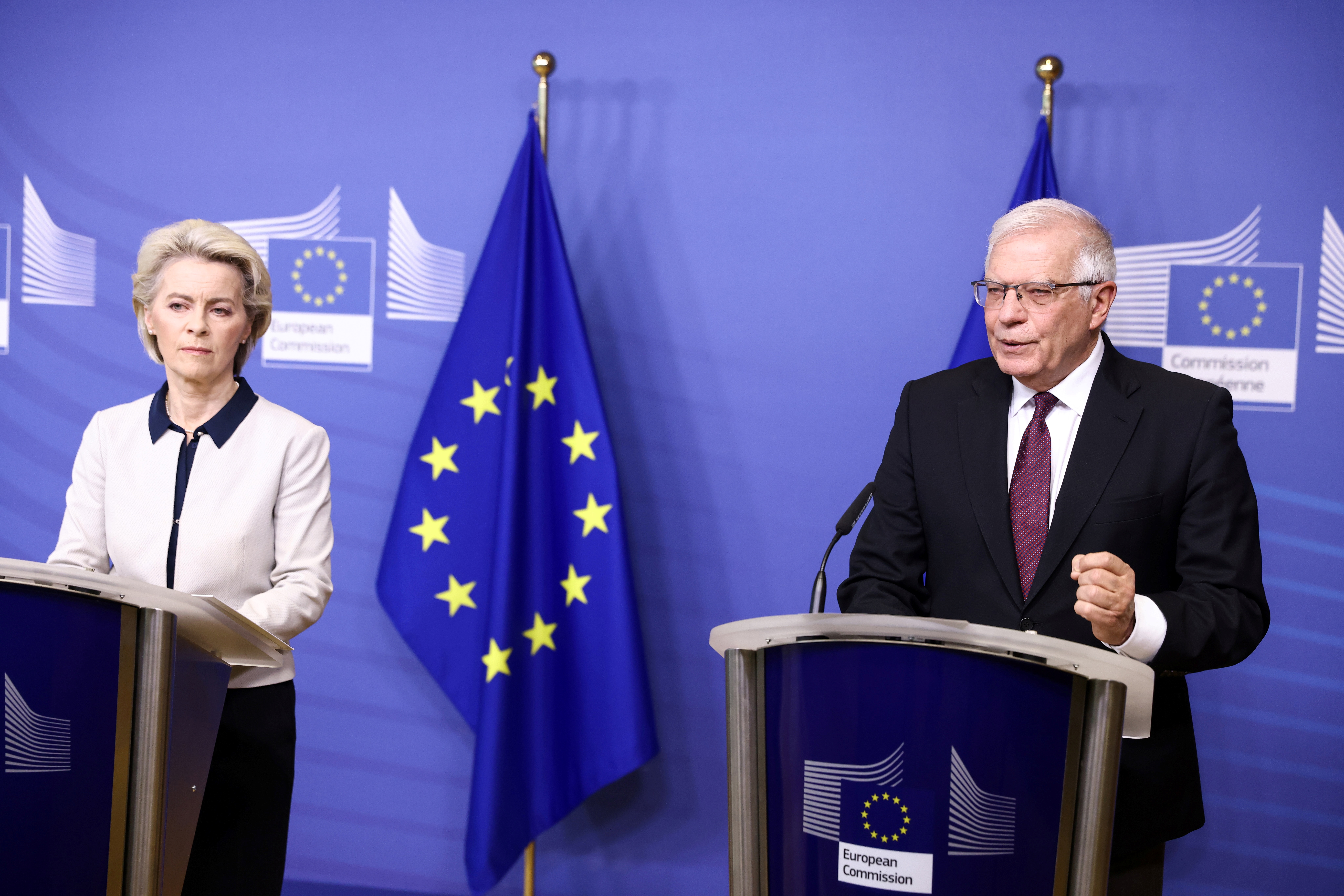 EC's Borrell and von der Leyen speak after Russia's attack on Ukraine in Brussels