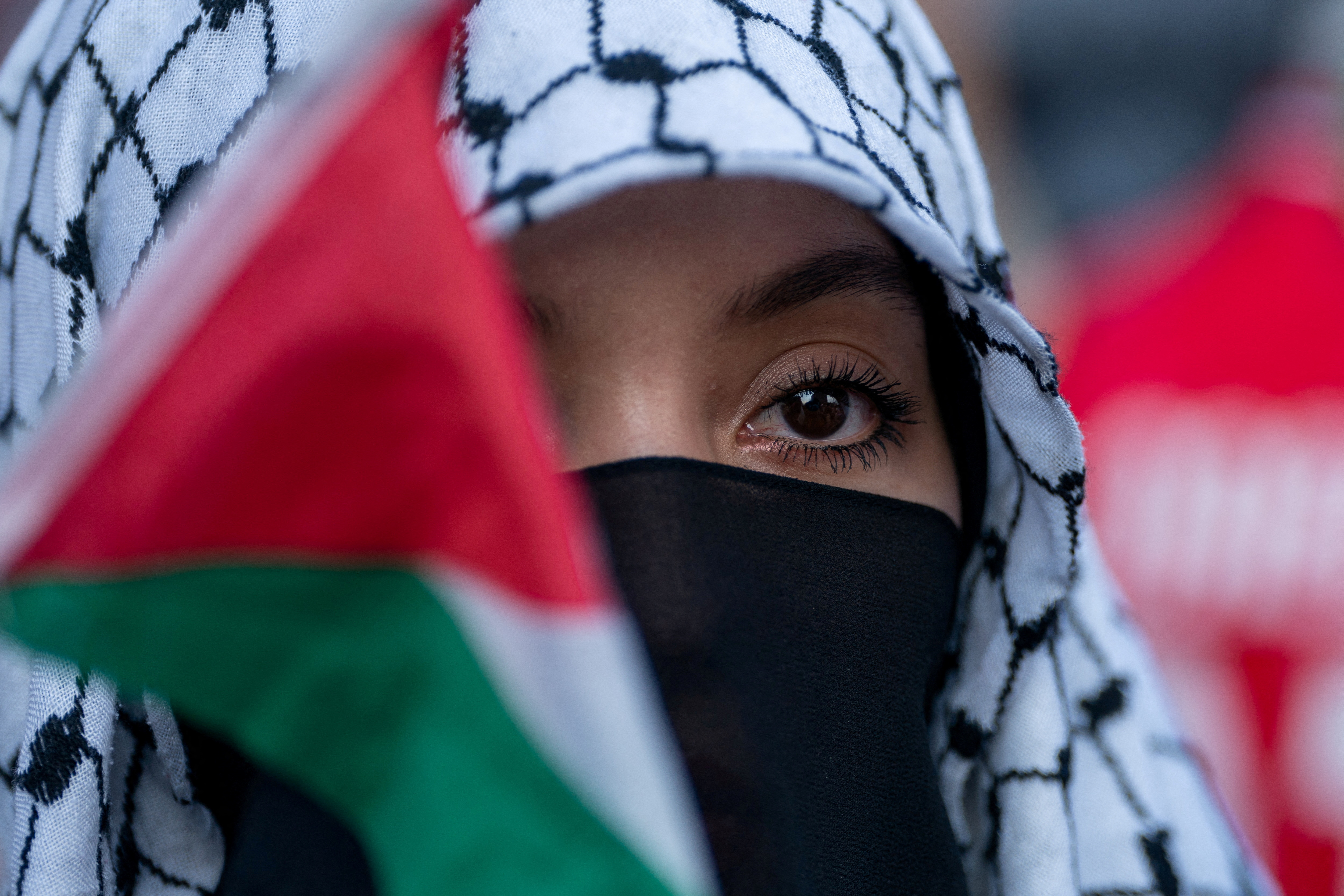 Pro-Palestinian protest at Kamala Harris campaign event